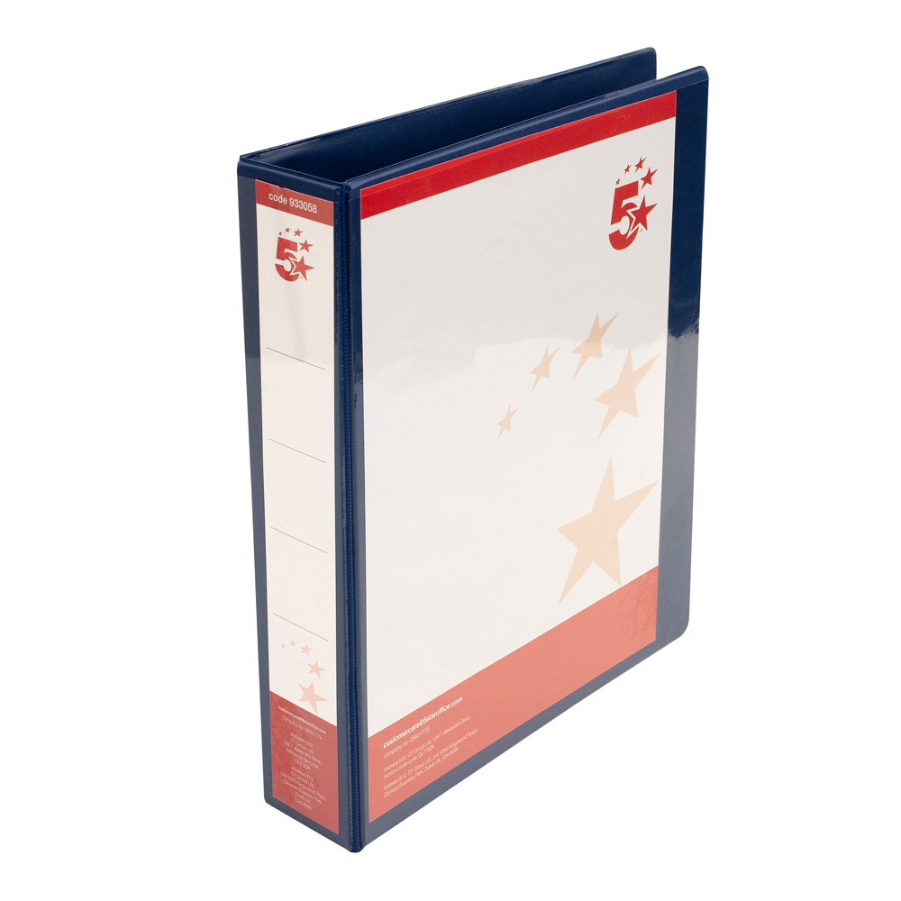 5+Star+Office+A4+Presentation+Ring+Binder+Polypropylene+38mm+4D-Ring+Blue+%28Pack+of+10%29
