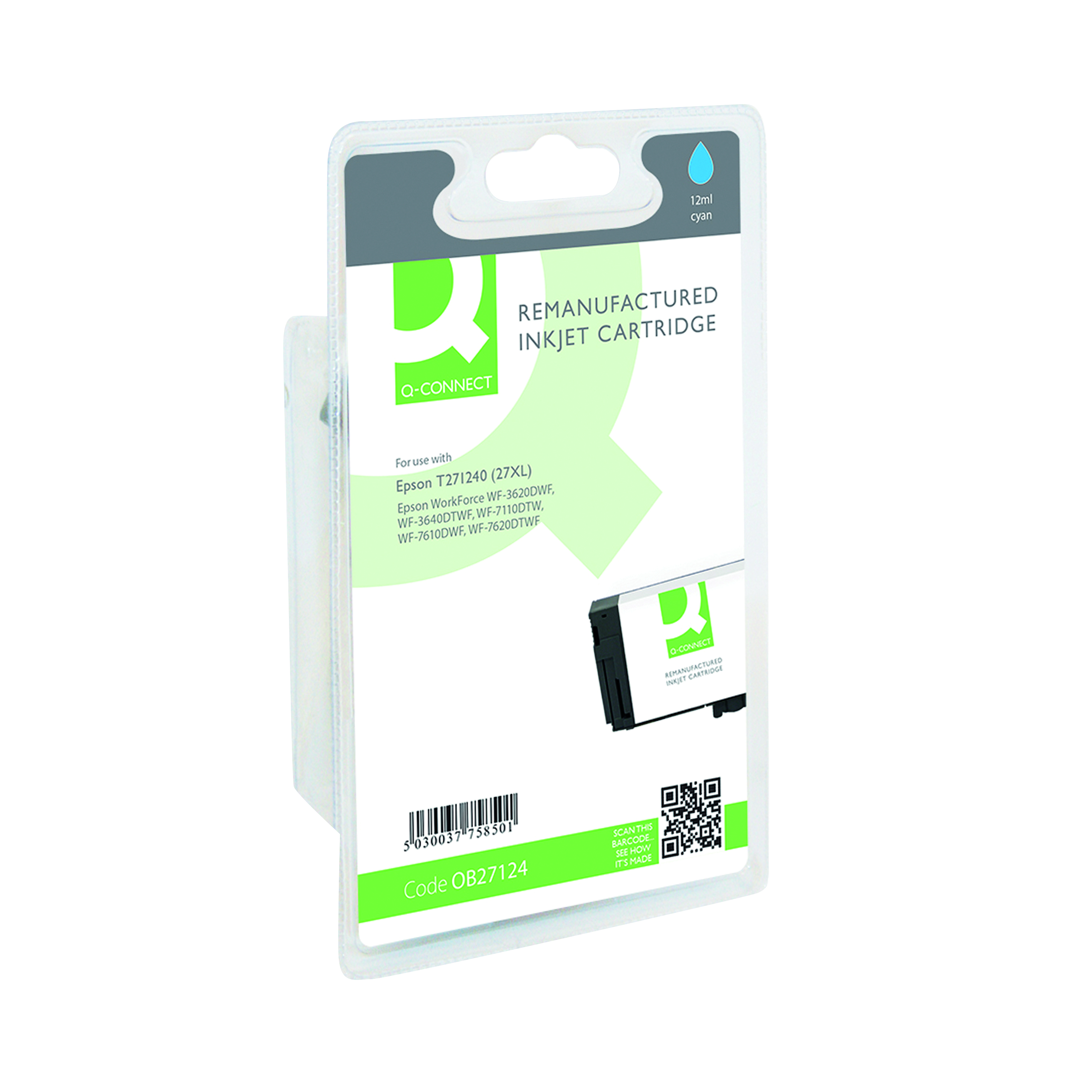 Q-Connect+Epson+27XL+Inkjet+Cartridge+High+Yield+Cyan+C13T271240-COMP