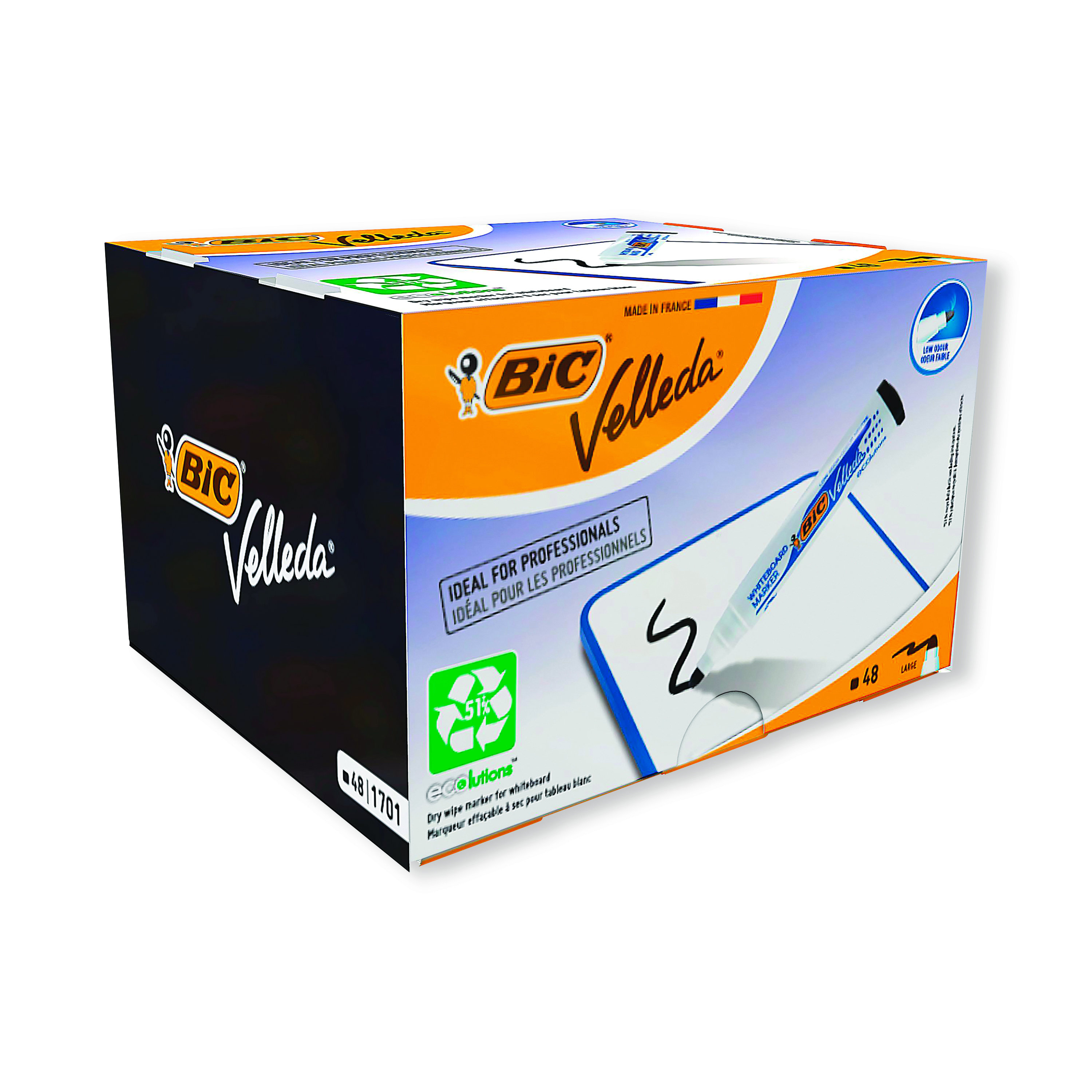 Bic+Velleda+1701+Drywipe+Marker+Bullet+Tip+Black+%28Pack+of+48%29+927258