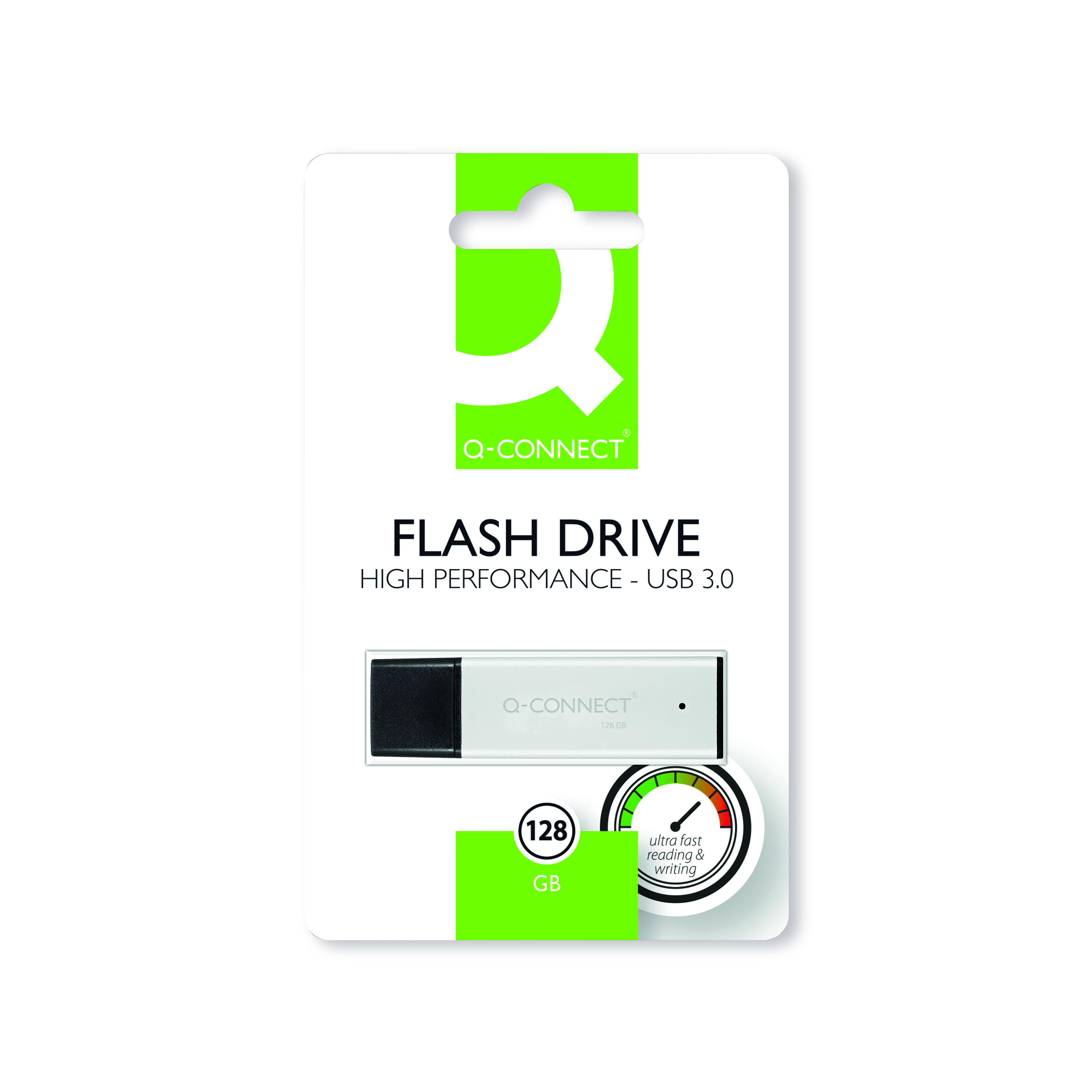 Q-Connect+Black%2FSilver+USB+3.0+High+Performance+128GB+Flash+Drive+KF11509