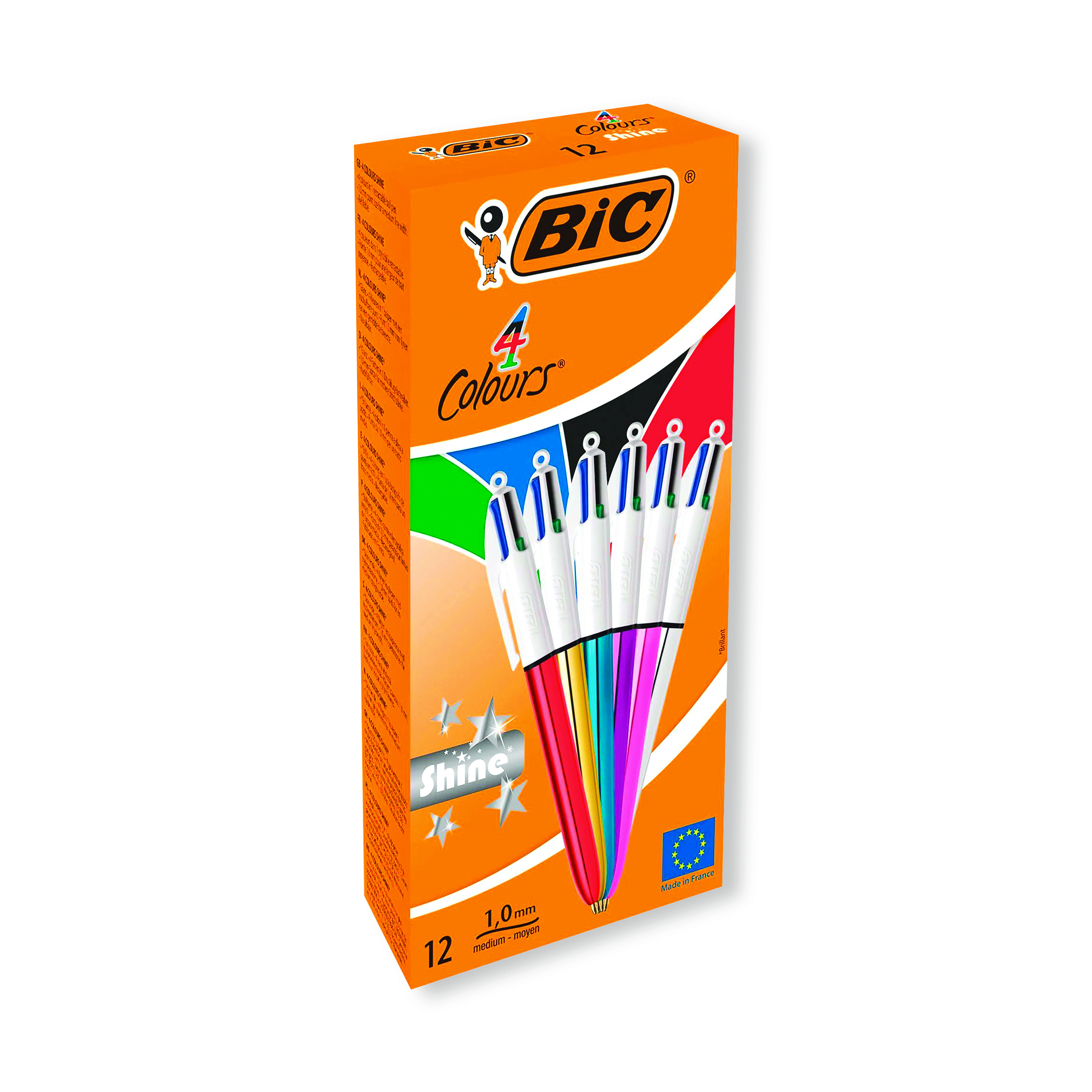 Bic+4+Colours+Ballpoint+Pens+Medium+Point+Assorted+%2812+Pack%29+964775
