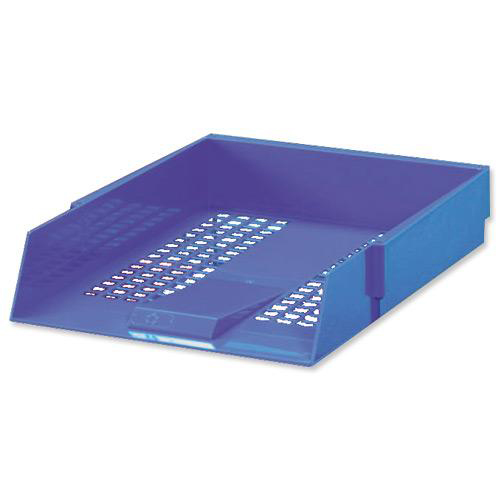 5+Star+Office+Letter+Tray+High-impact+Polystyrene+Foolscap+Blue