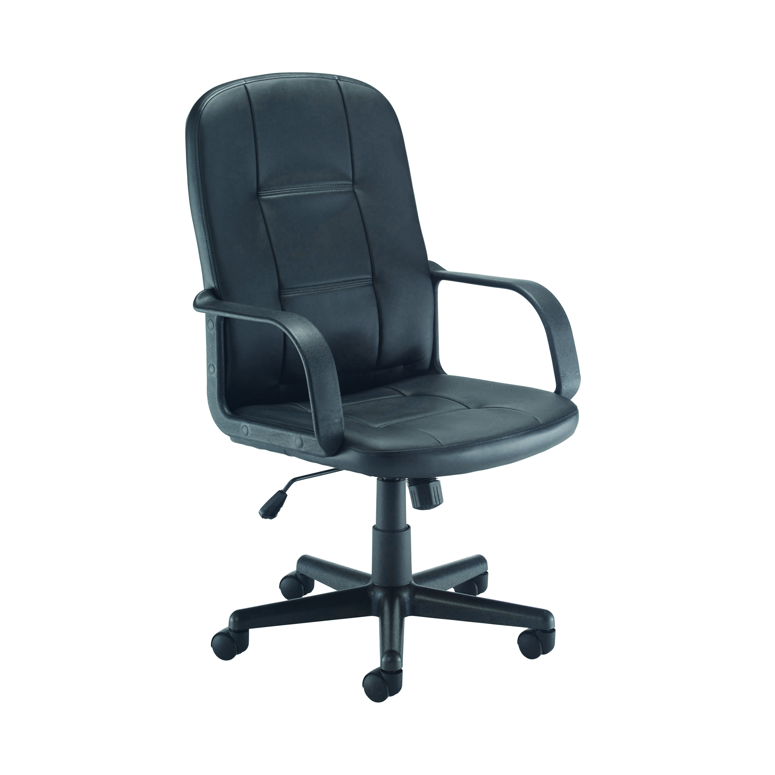 Jemini+Jack+2+Executive+Swivel+Chair+with+Fixed+Arms+620x600x1020-1135mm+Polyurethane+Black+KF79887