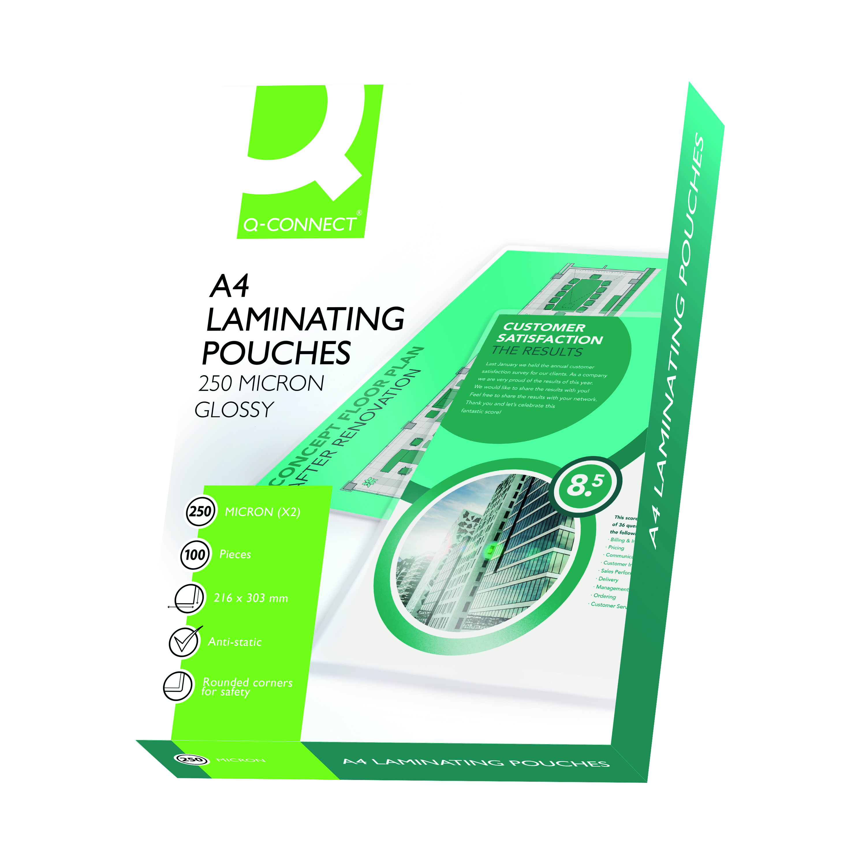 Q-Connect+2x250+Micron+Heavy+Duty+Laminating+Pouches+%28Pack+of+100%29+KF11341