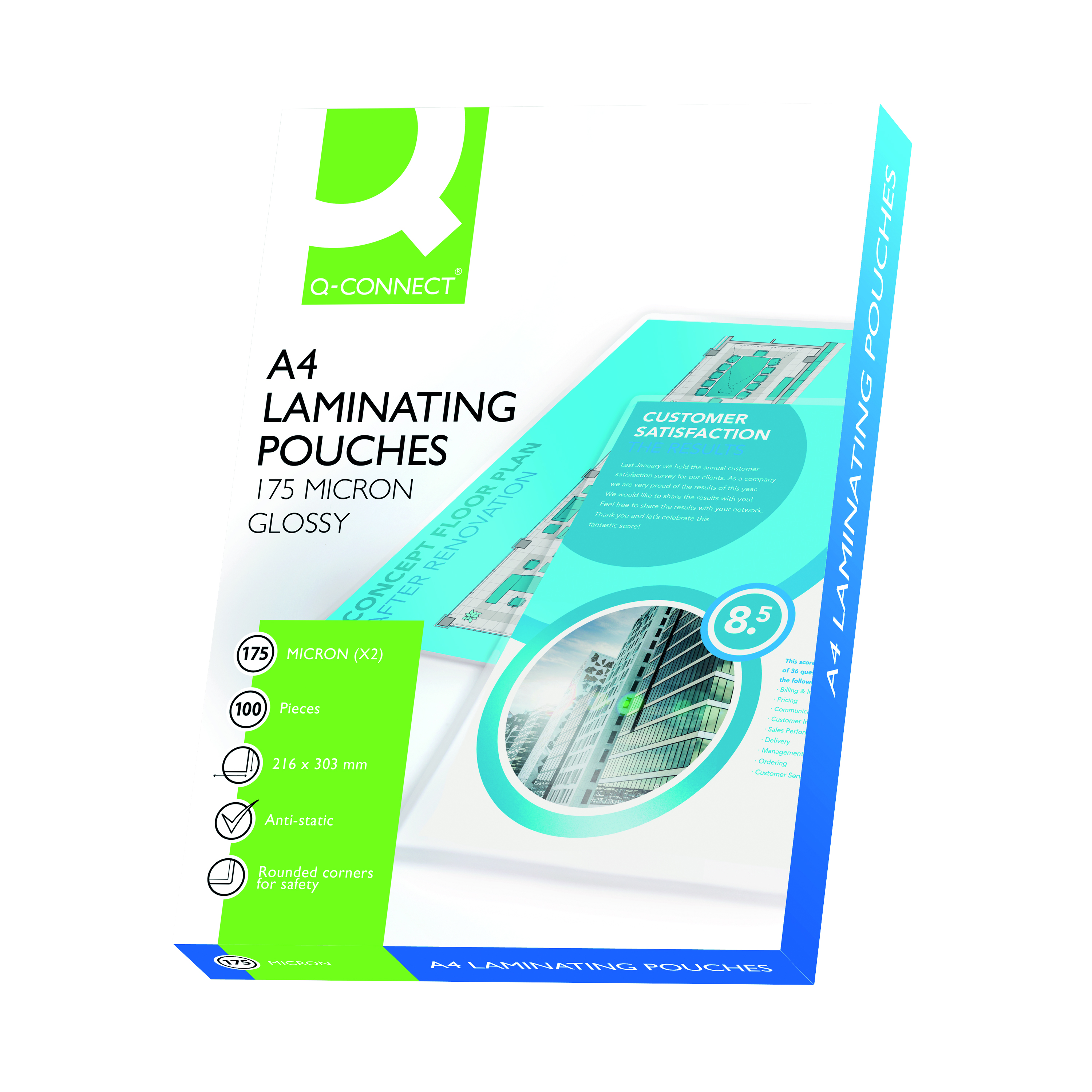Q-Connect+2x175+Micron+Heavy+Duty+Laminating+Pouches+%28Pack+of+100%29+KF11342