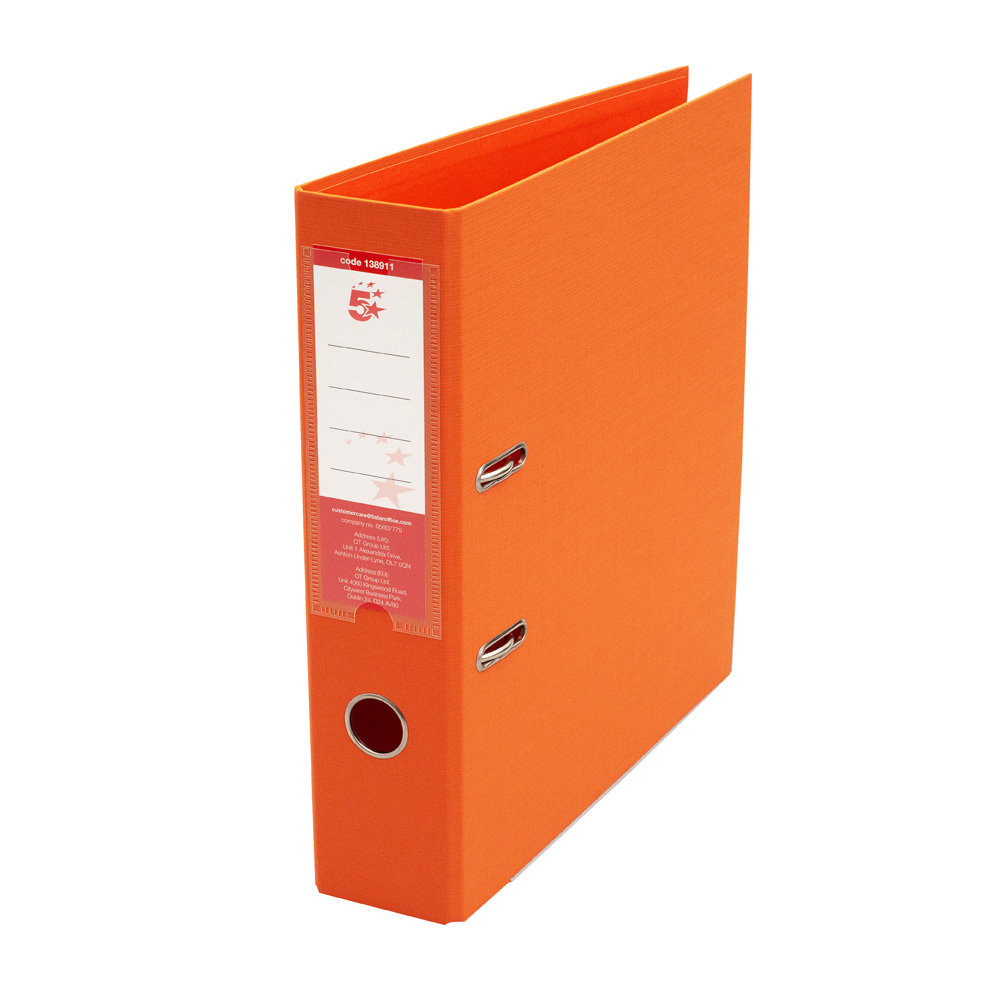 5+Star+Office+Premium+Polypropylene+Lever+Arch+File+A4+Orange+%28Pack+of+10%29