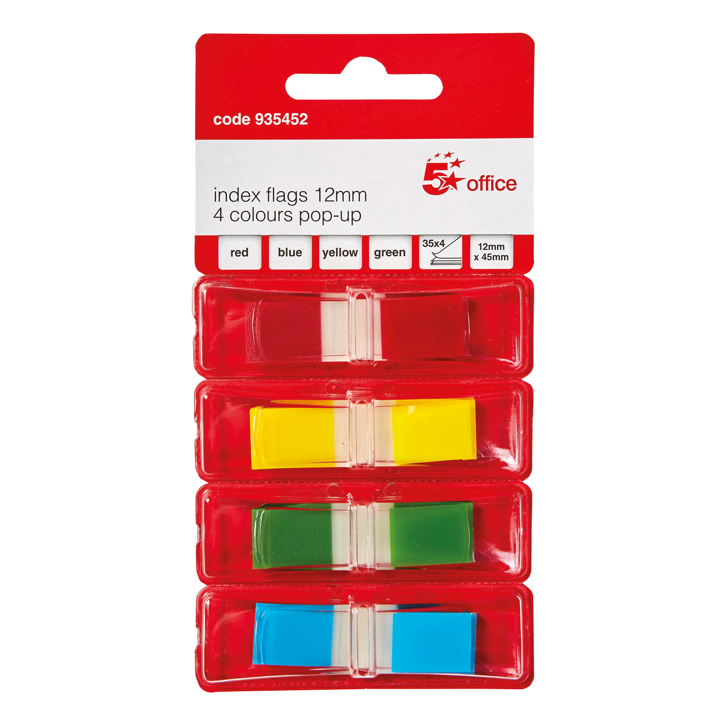 5+Star+Office+Index+Flags+4+Bright+Colours+12x45mm+35+Flags+per+Colour+Assorted+%28Pack+of+5%29