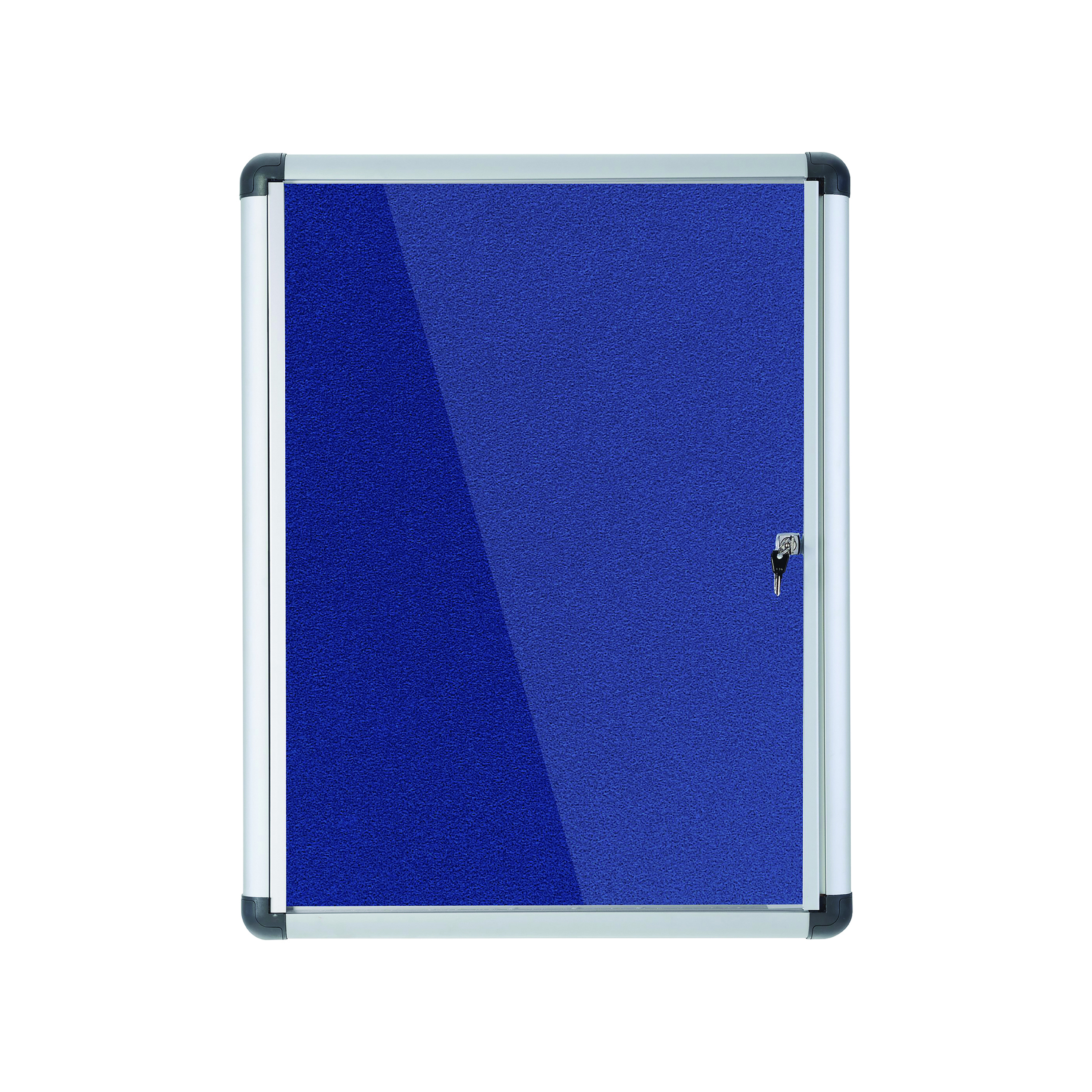 5+Star+Glazed+Noticeboard+with+Swing+Door+Locking+Aluminium+Frame+Blue+Felt+900x1200mm+937645