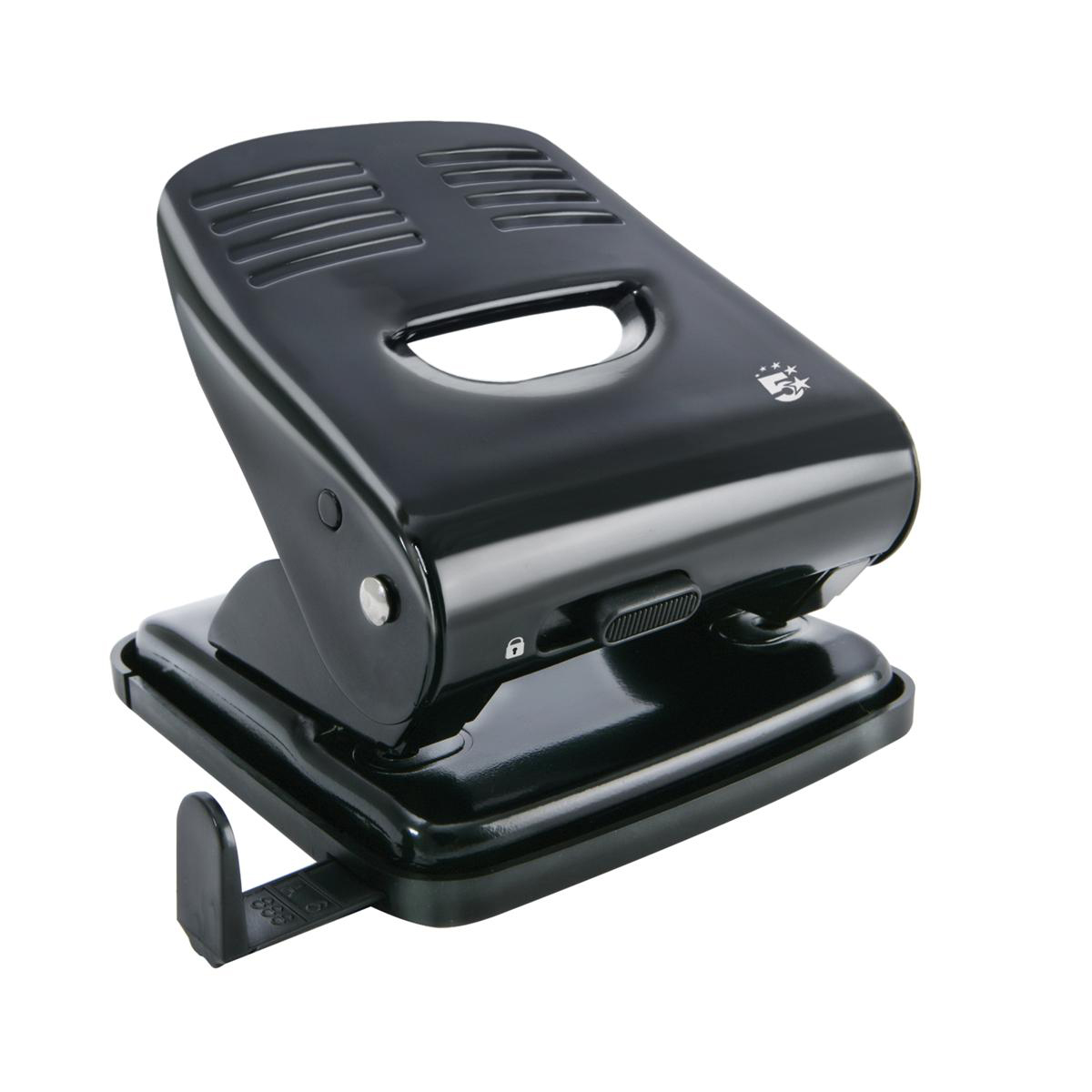 5+Star+Office+Punch+2-Hole+Metal+with+Plastic+Base+Capacity+30x+80gsm+Black