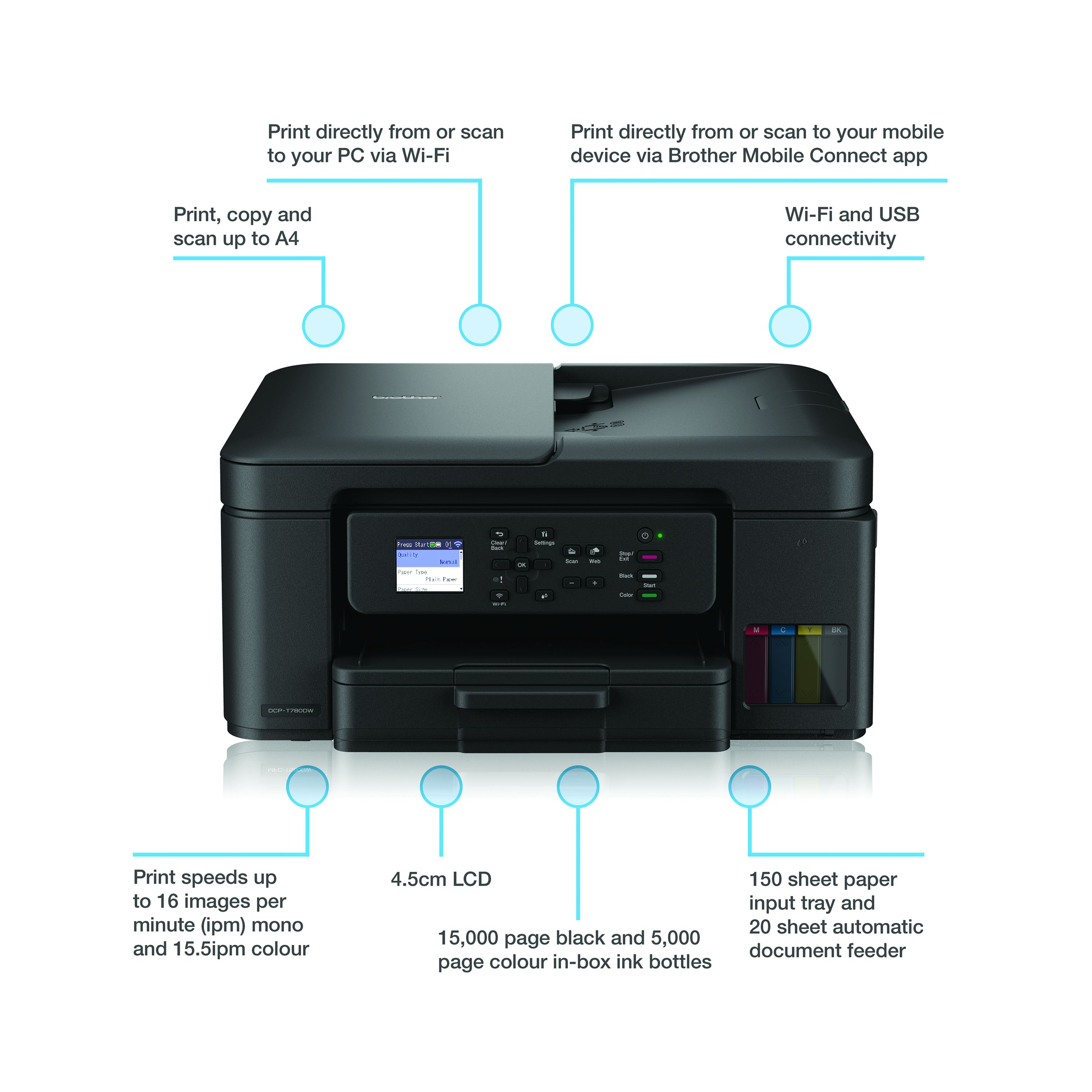 Brother DCP-T780DW 3-in-1 Wireless Colour Ink Tank Printer DCPT780DWZU1
