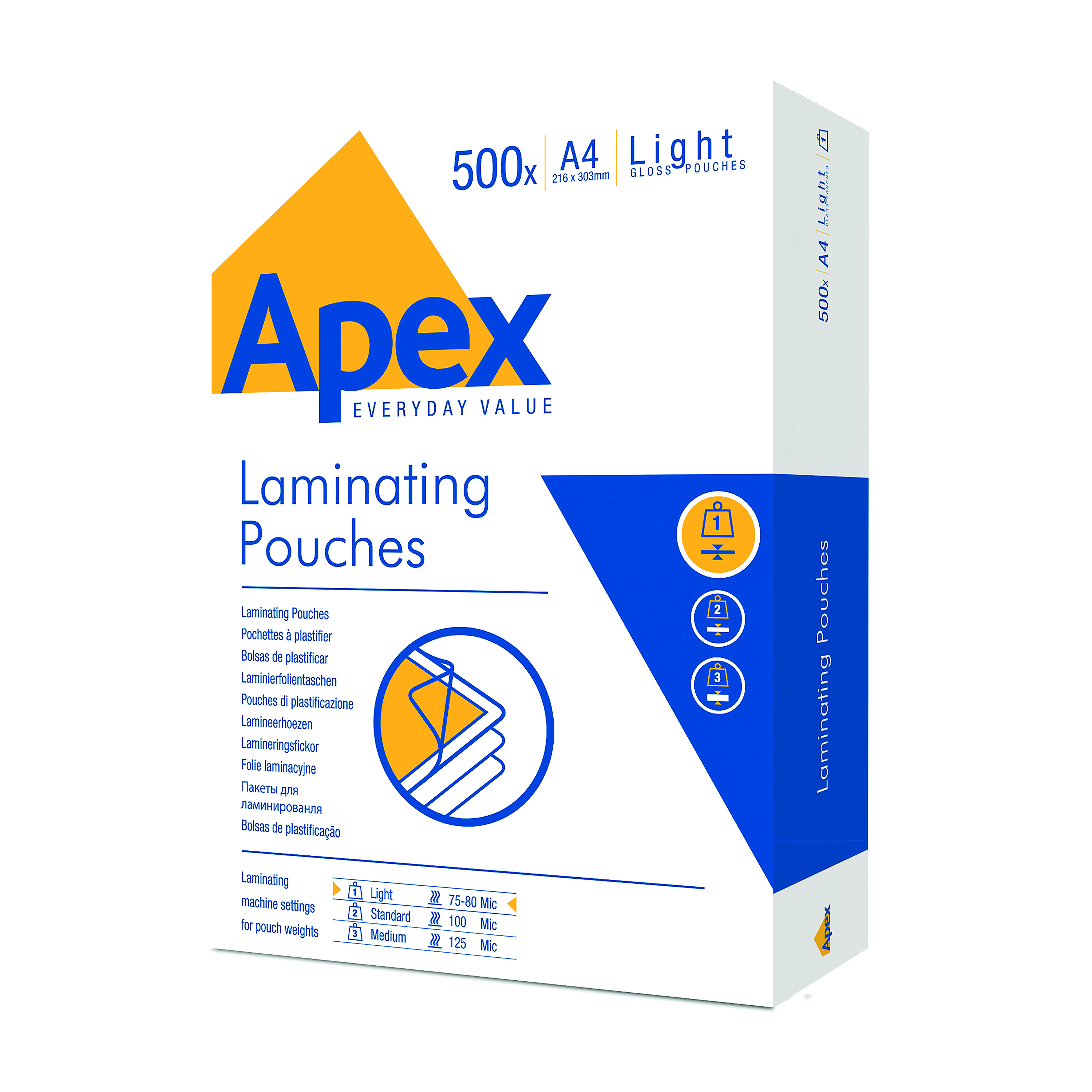 Fellowes+Apex+Light+Duty+Laminating+Pouch+A4+%28Pack+of+500%29+6005201