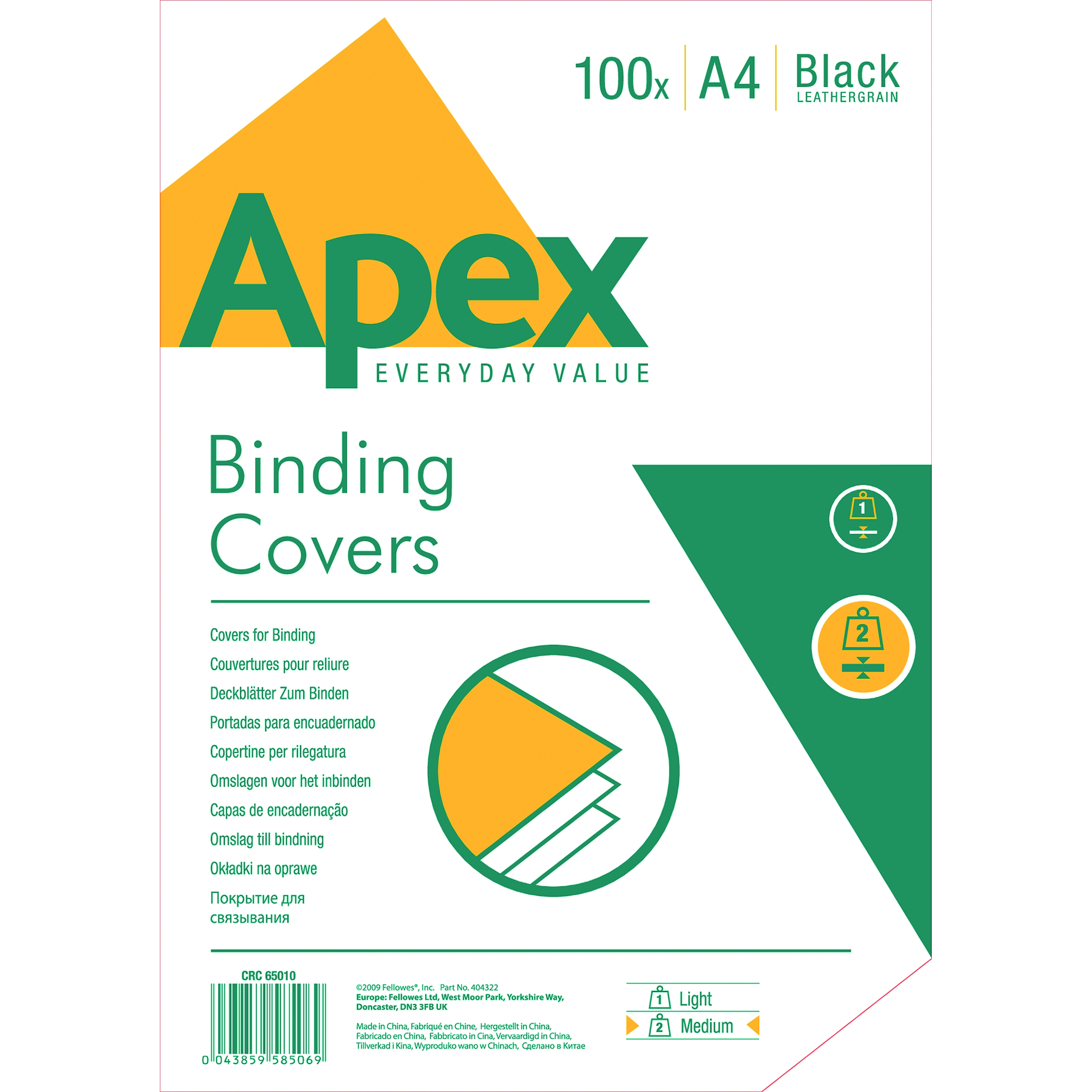 Fellowes+Apex+A4+Leatherboard+Covers+Black+%28Pack+of+100%29+6501001
