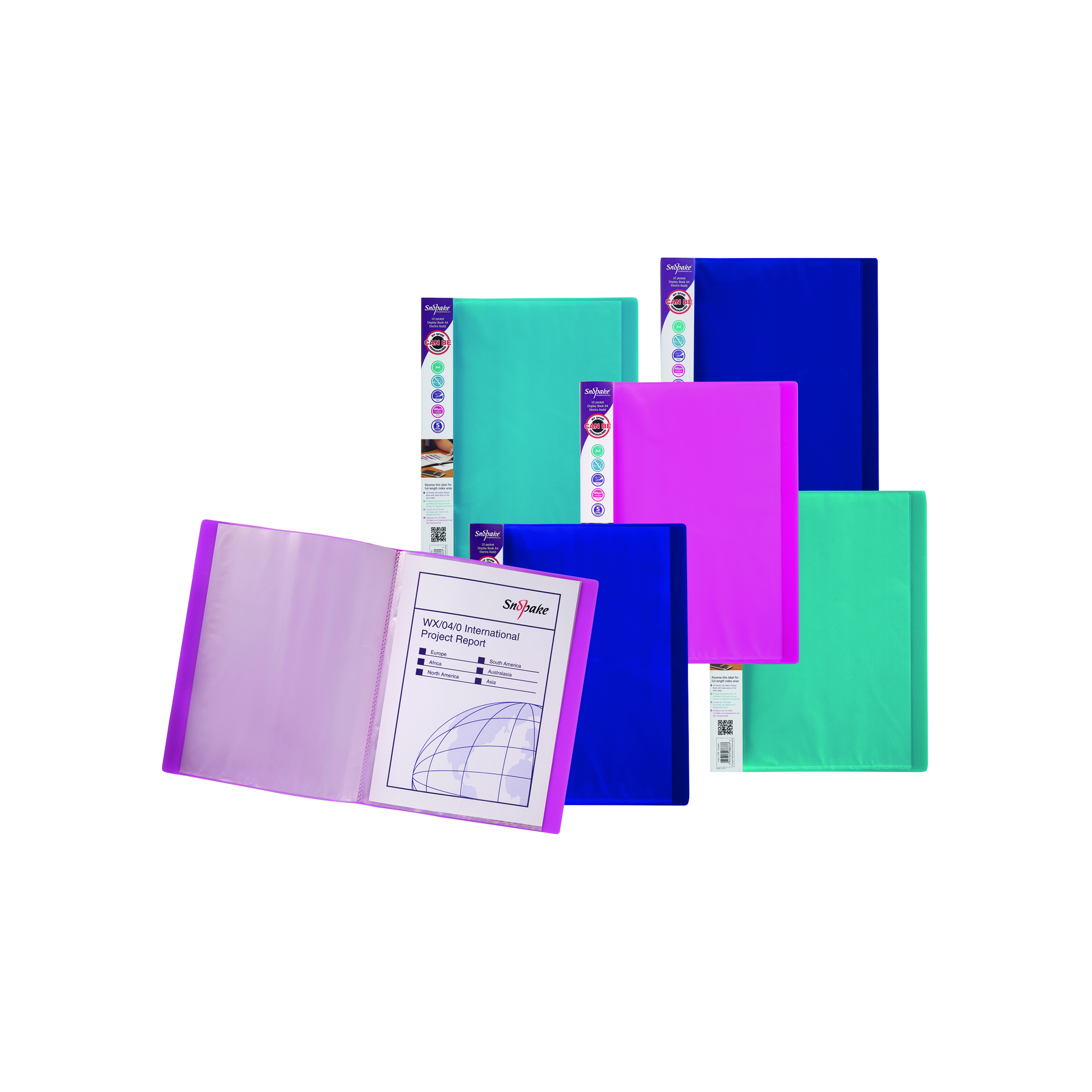Snopake+Electra+Display+Book+24+Pocket+A4+Assorted+%28Pack+of+10%29+12219