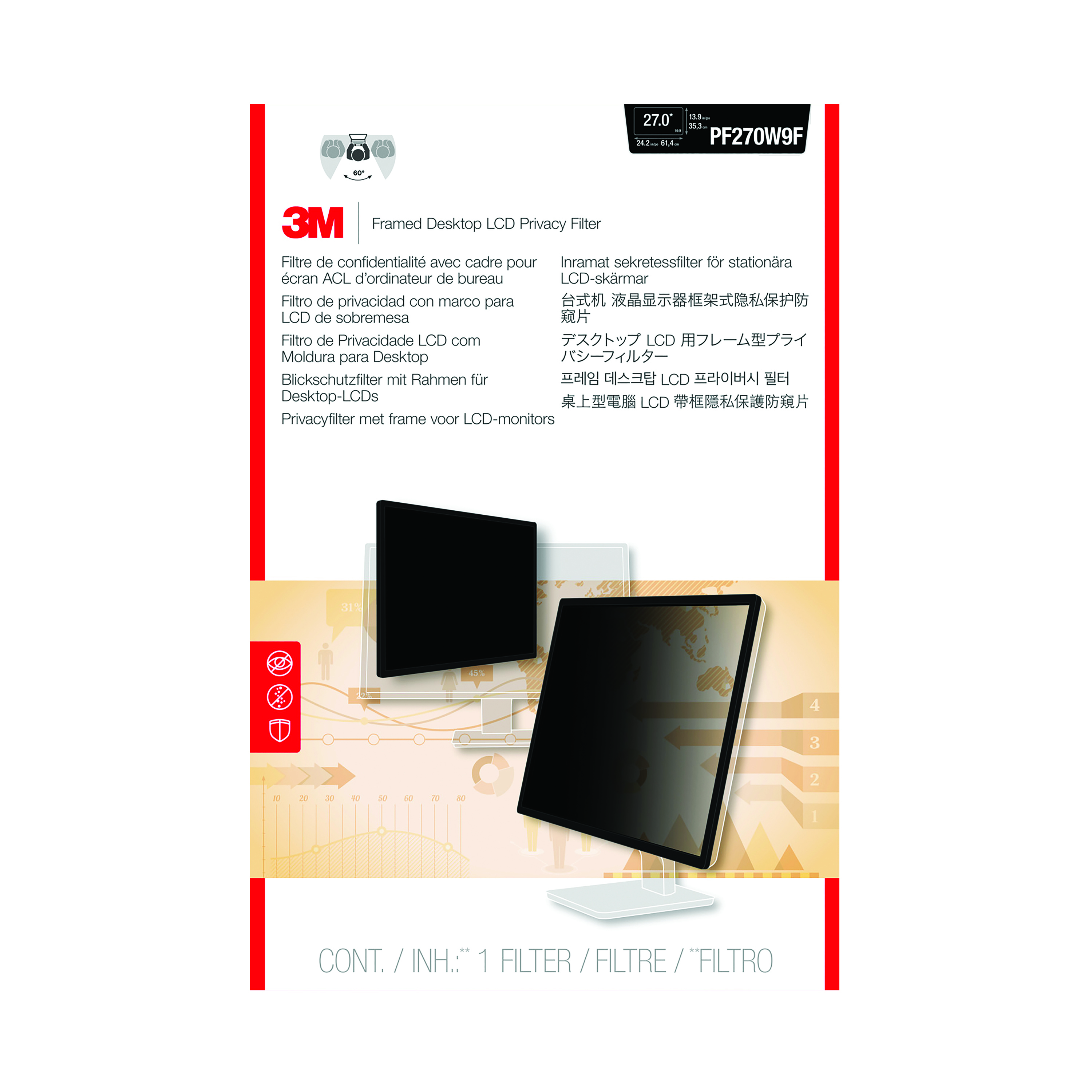 3M+Privacy+Filter+for+Widescreen+Desktop+LCD+Monitor+27.0in+PF270W9B