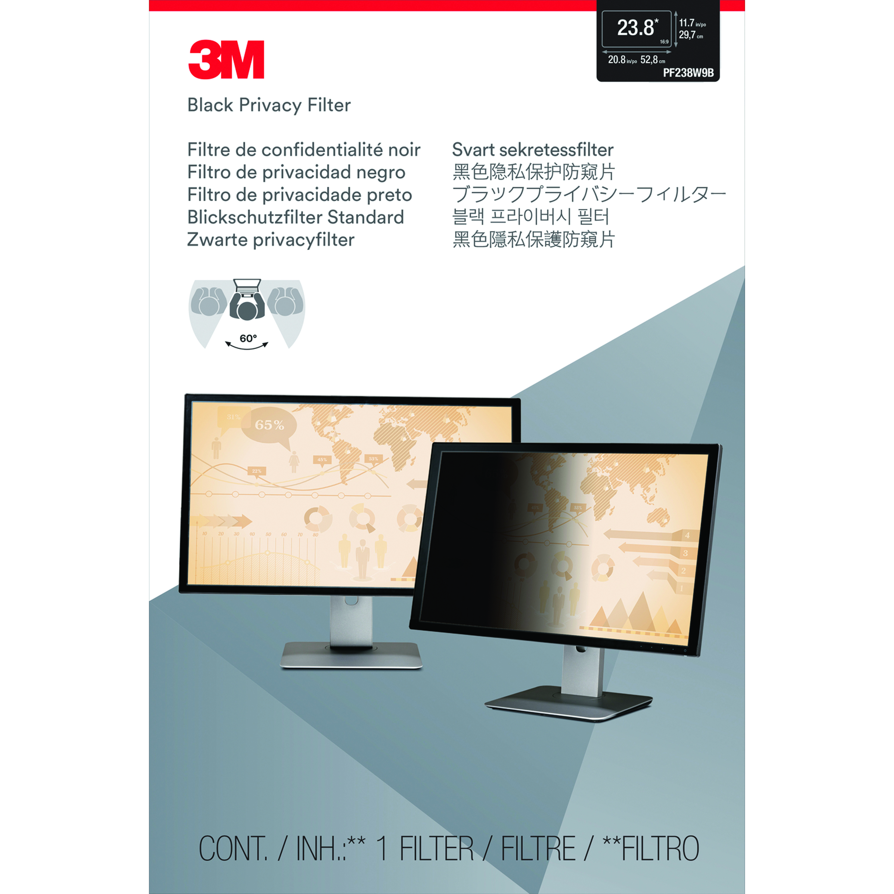 3M+Privacy+Filter+for+Widescreen+Desktop+LCD+Monitor+23.8in+PF238W9B
