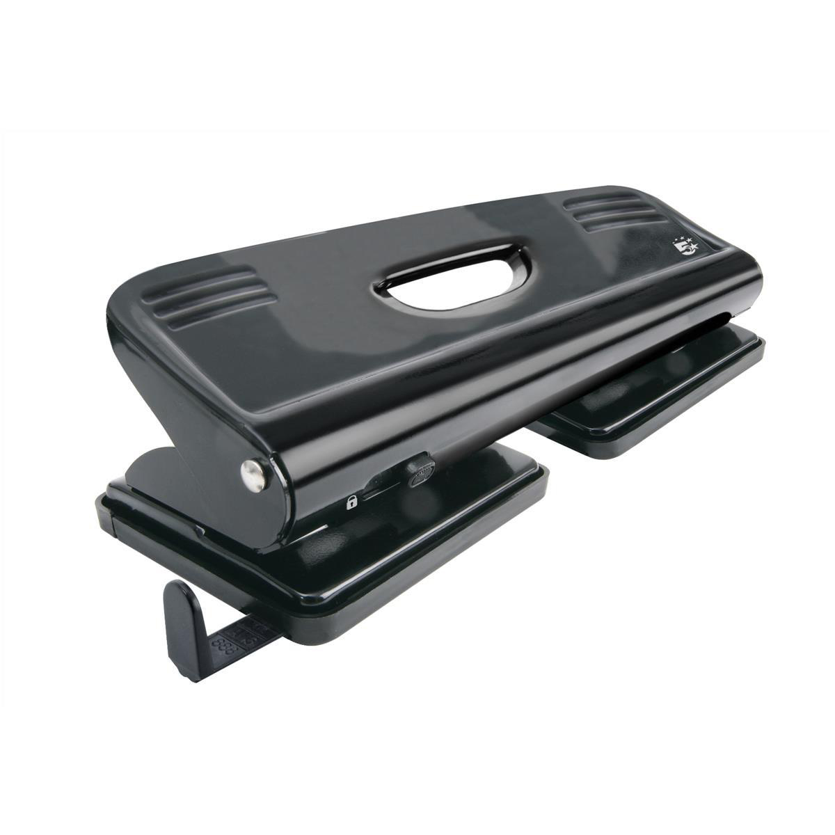 5+Star+Office+Punch+4-Hole+Metal+with+Plastic+Base+Capacity+16x+80gsm+Black