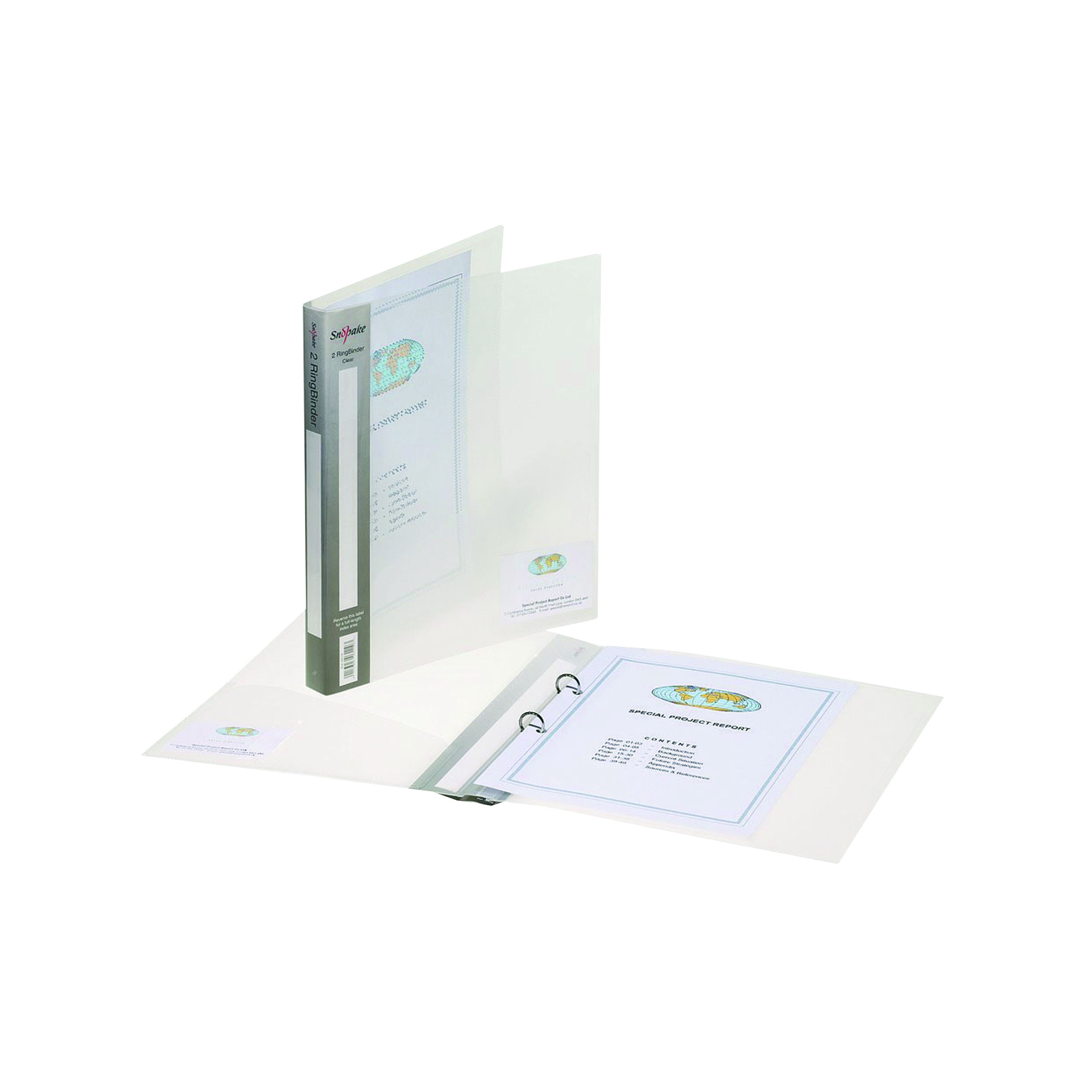Snopake+2+Ring+Binder+25mm+A4+Clear+%28Pack+of+10%29+10183