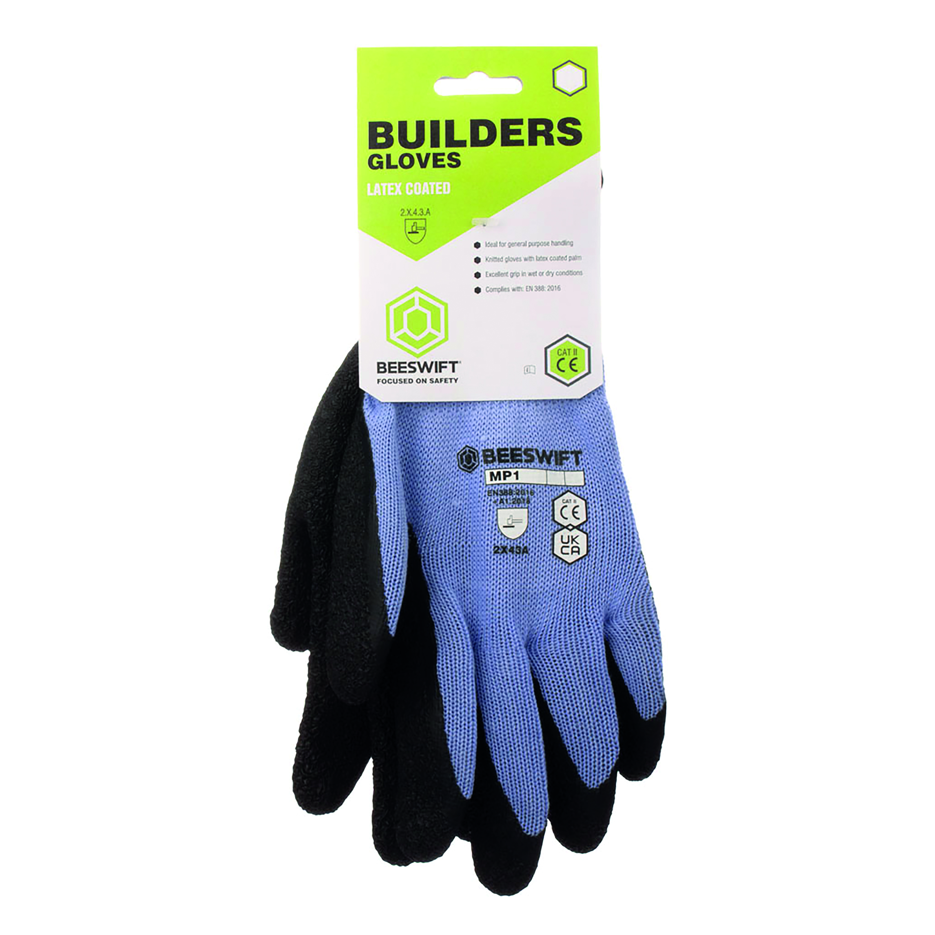 Beeswift+Builders+Multipurpose+Latex+Gloves+1Pr+Black+XL+BS042BLXL