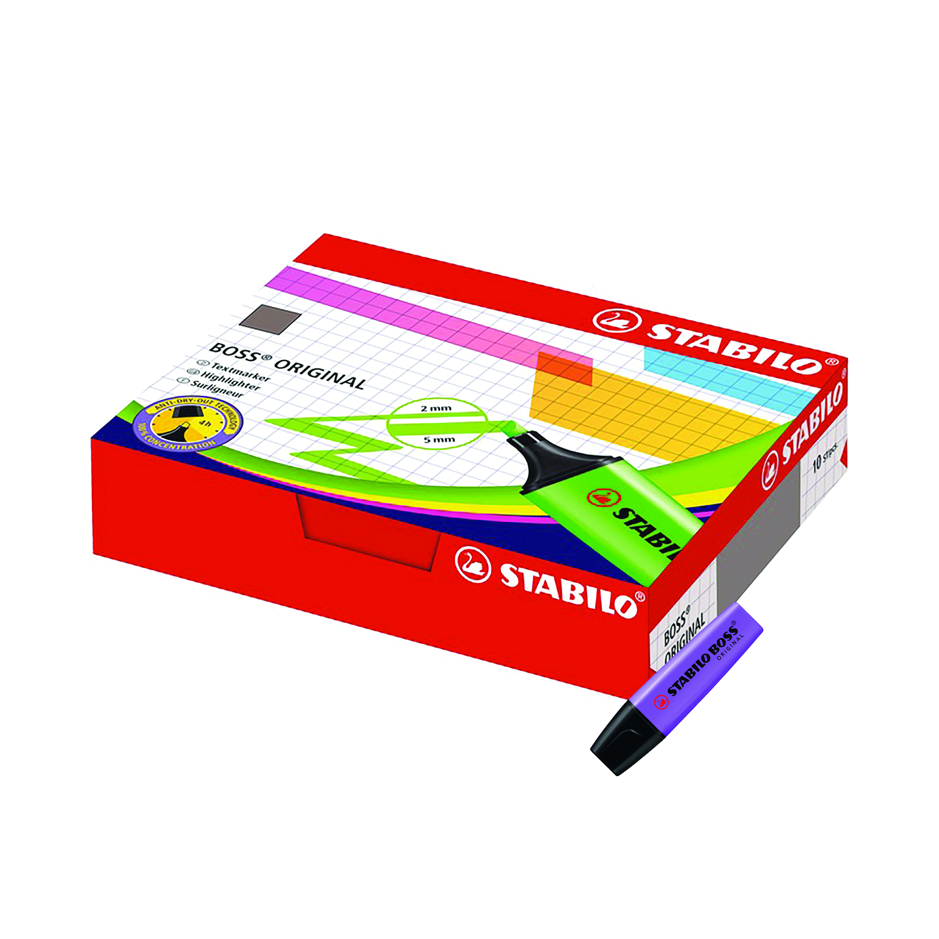 Stabilo+Boss+Original+Highlighter+Lavender+%28Pack+of+10%29+70%2F55%2F10