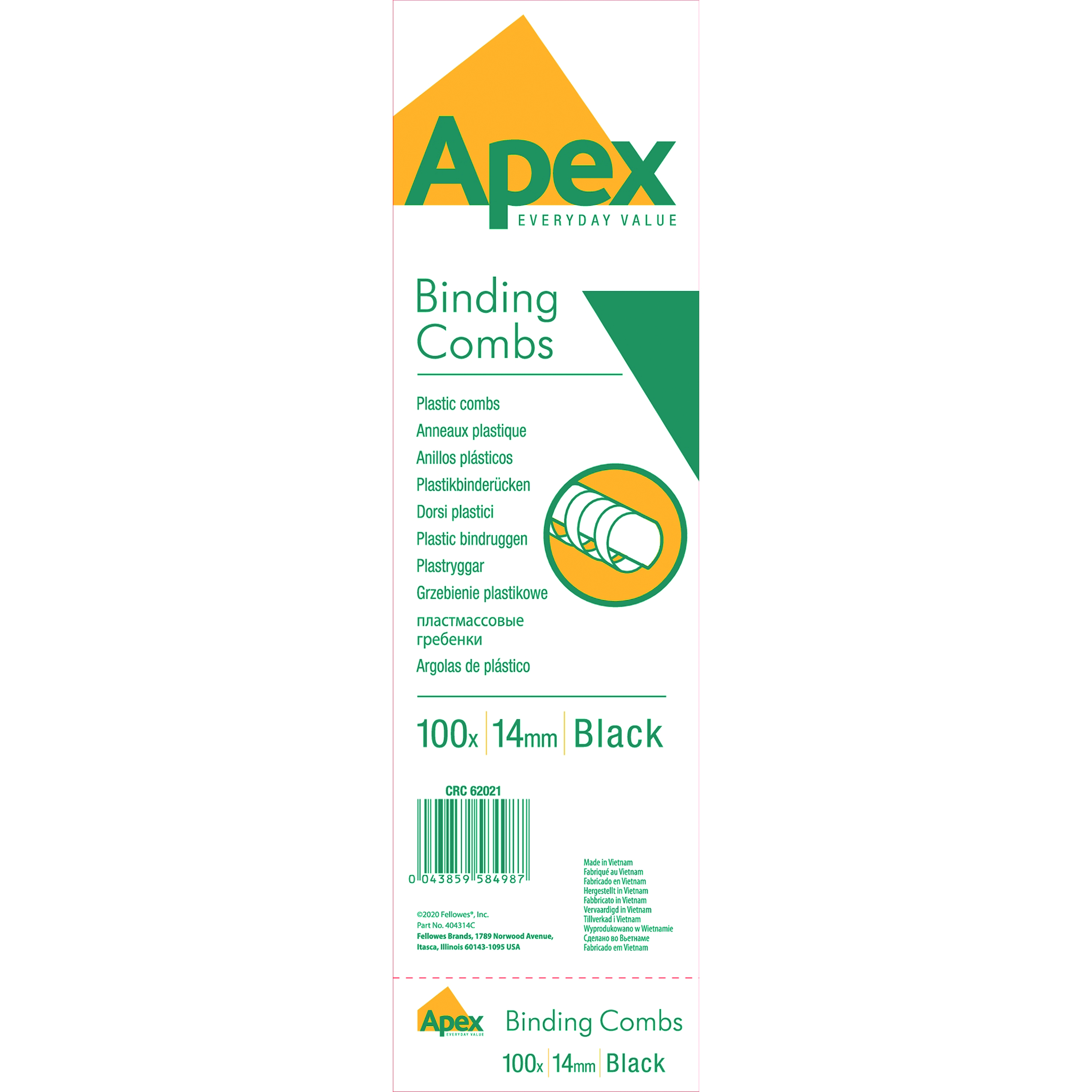 Fellowes+Apex+Plastic+Binding+Combs+14mm+Black+%28Pack+of+100%29+6202101