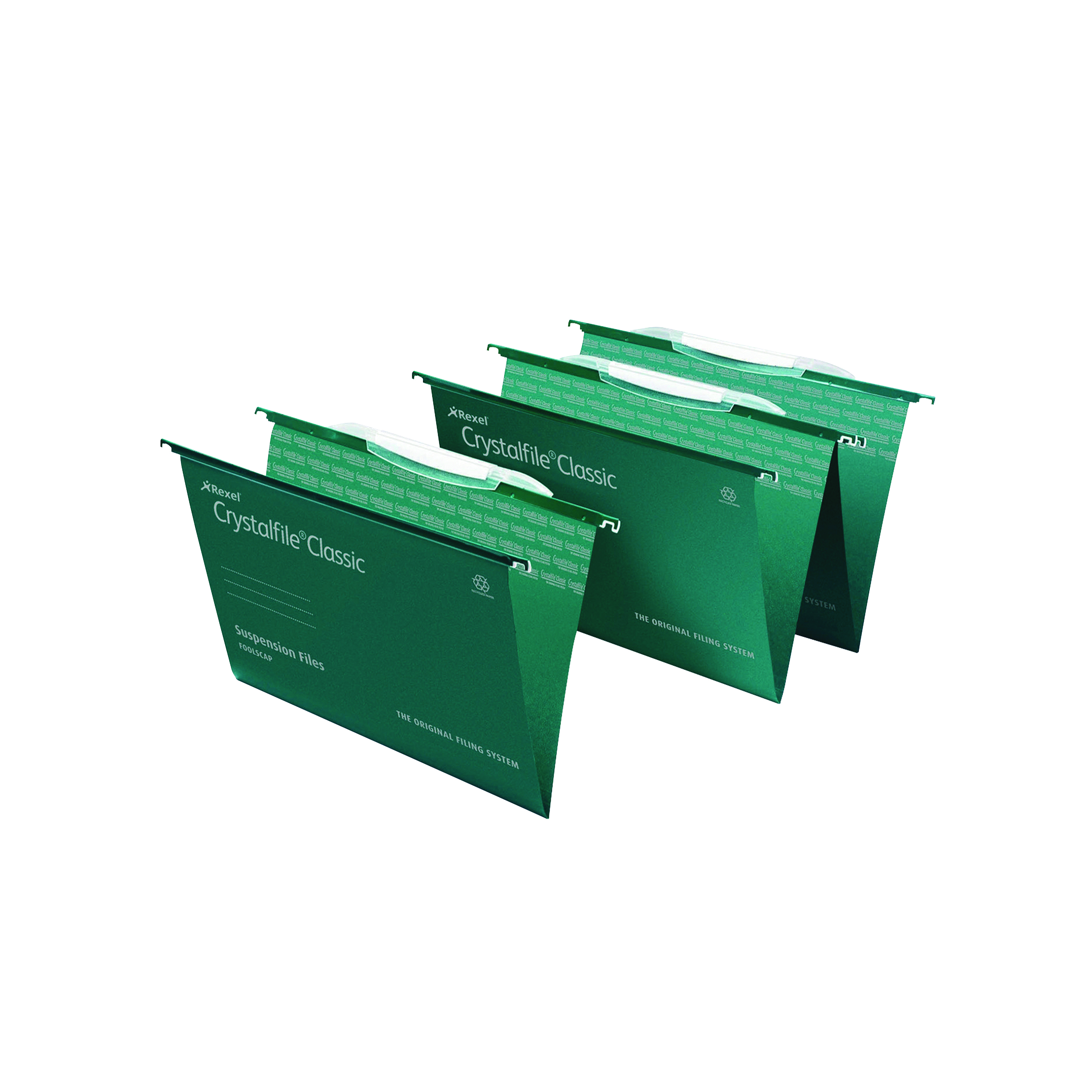 Rexel+Crystalfile+Classic+Suspension+File+Foolscap+Green+%28Pack+of+50%29+78046
