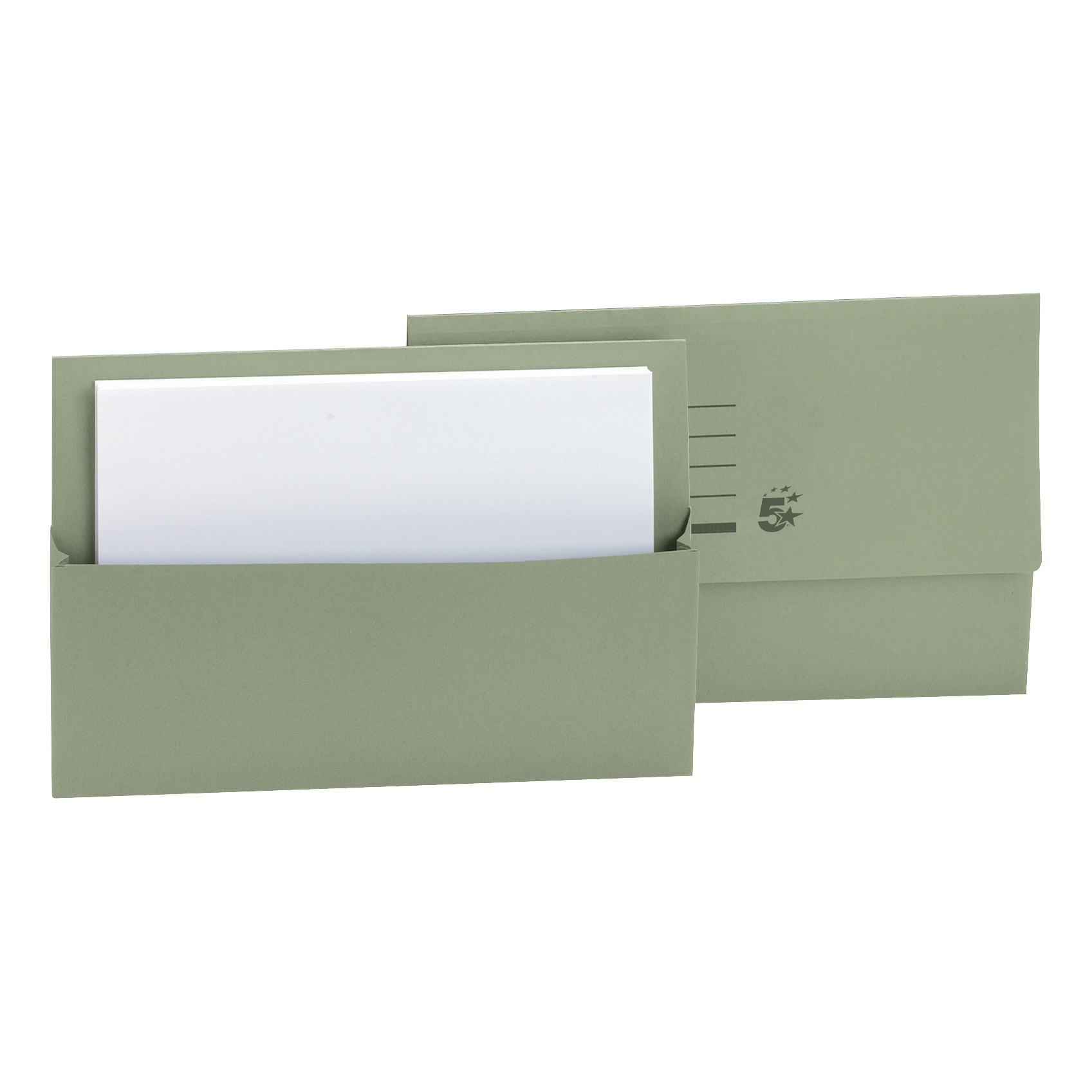 5+Star+Office+Document+Wallet+Half+Flap+250gsm+Recycled+Capacity+32mm+Foolscap+Green+%28Pack+of+50%29