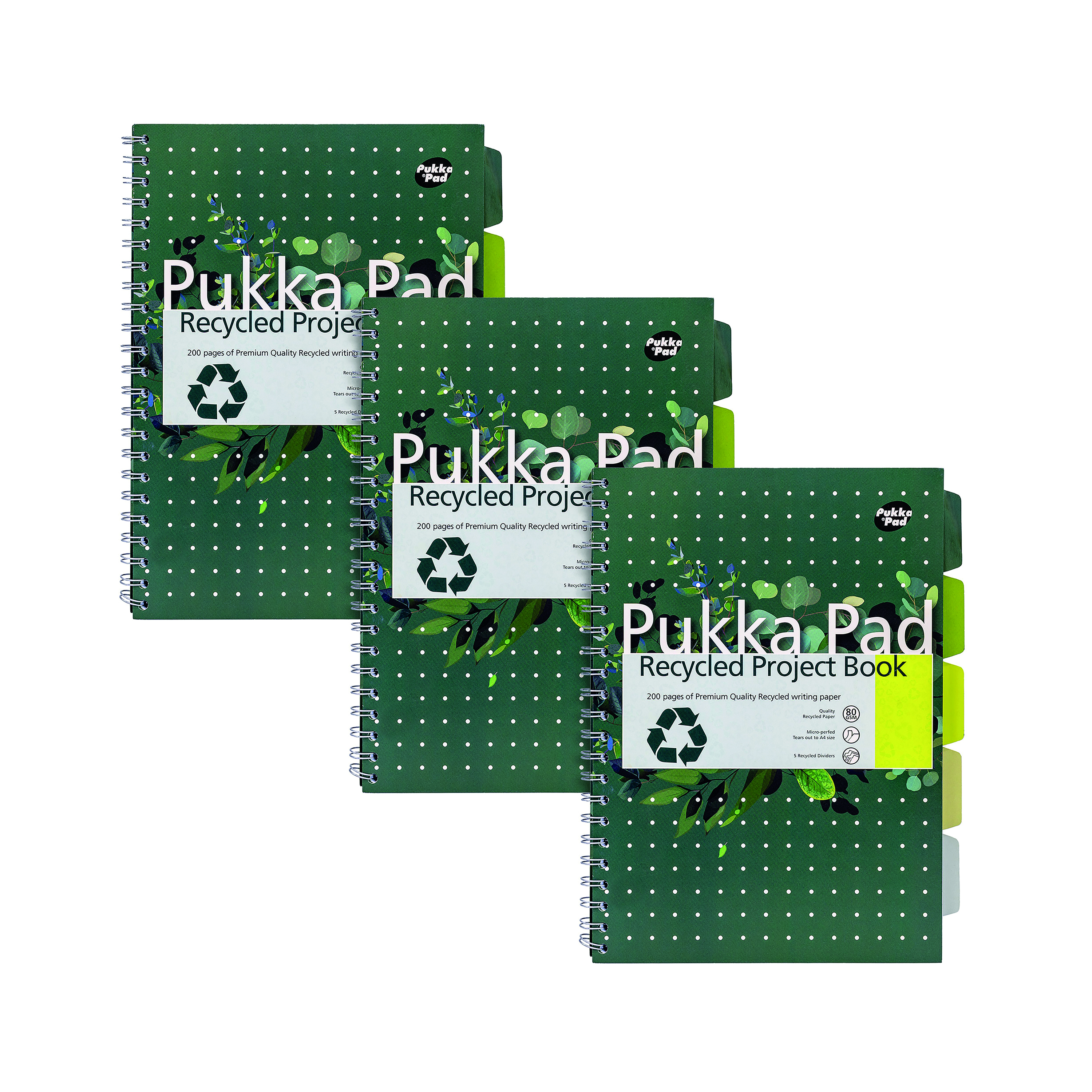 Pukka+Pad+Recycled+Project+Book+A4+Green+%28Pack+of+3%29+6050-REC
