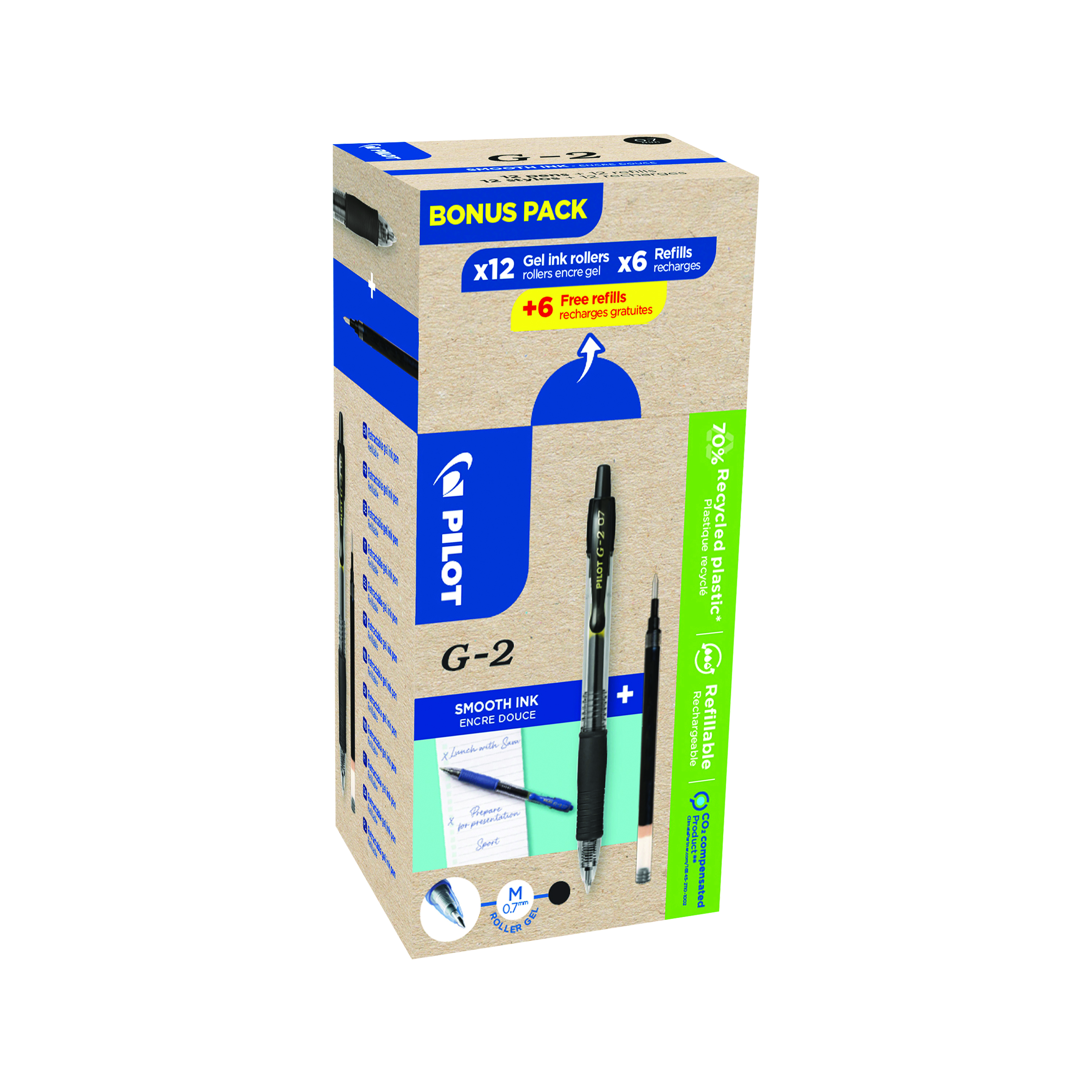 Pilot+G-2+Gel+Ink+Rollerball+Pens%2FRefills+12+Pens+%2B+12+Refills+Black+%28Pack+of+24%29+WLT556176