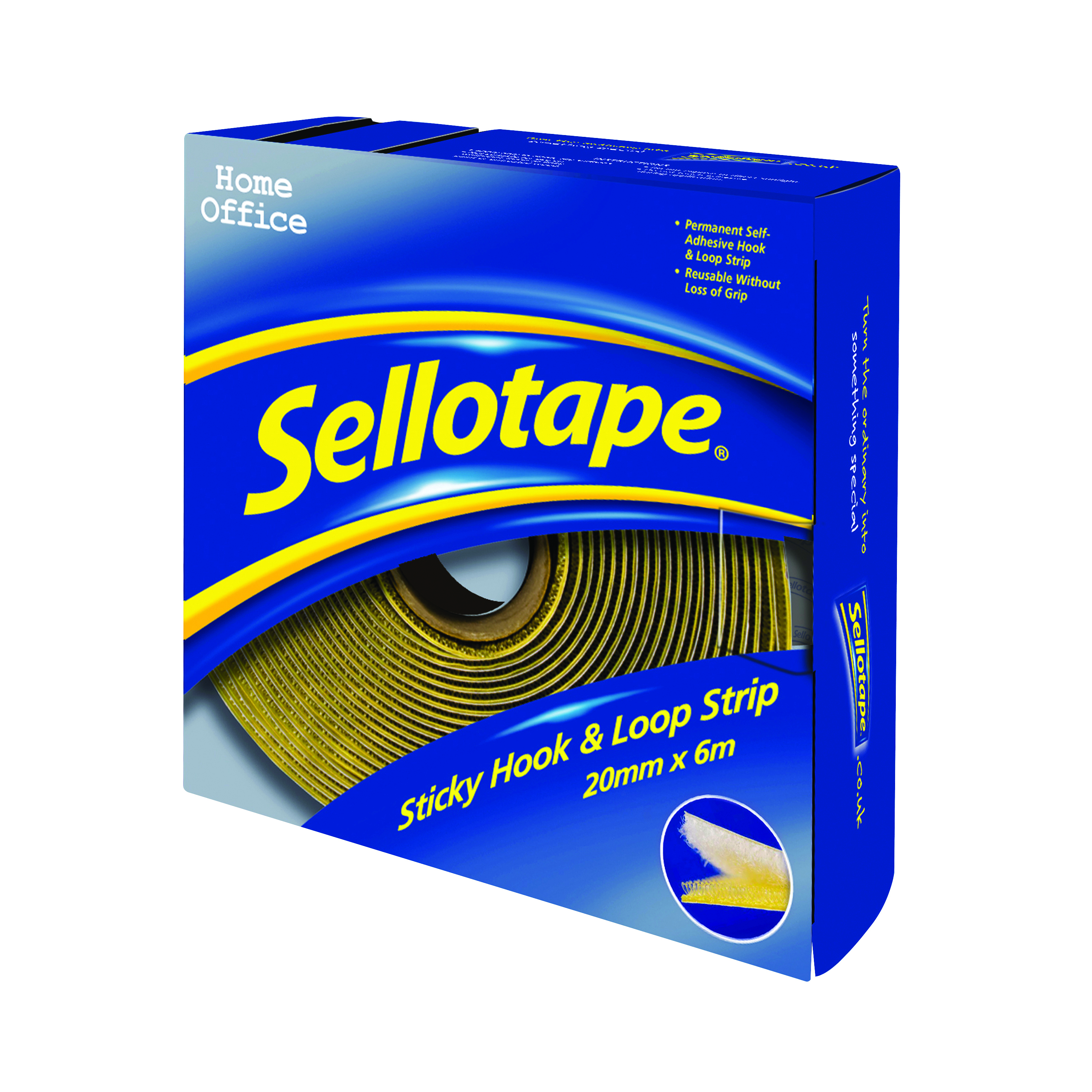 Sellotape+Sticky+Hook+and+Loop+Strip+20mmx6m+1445180