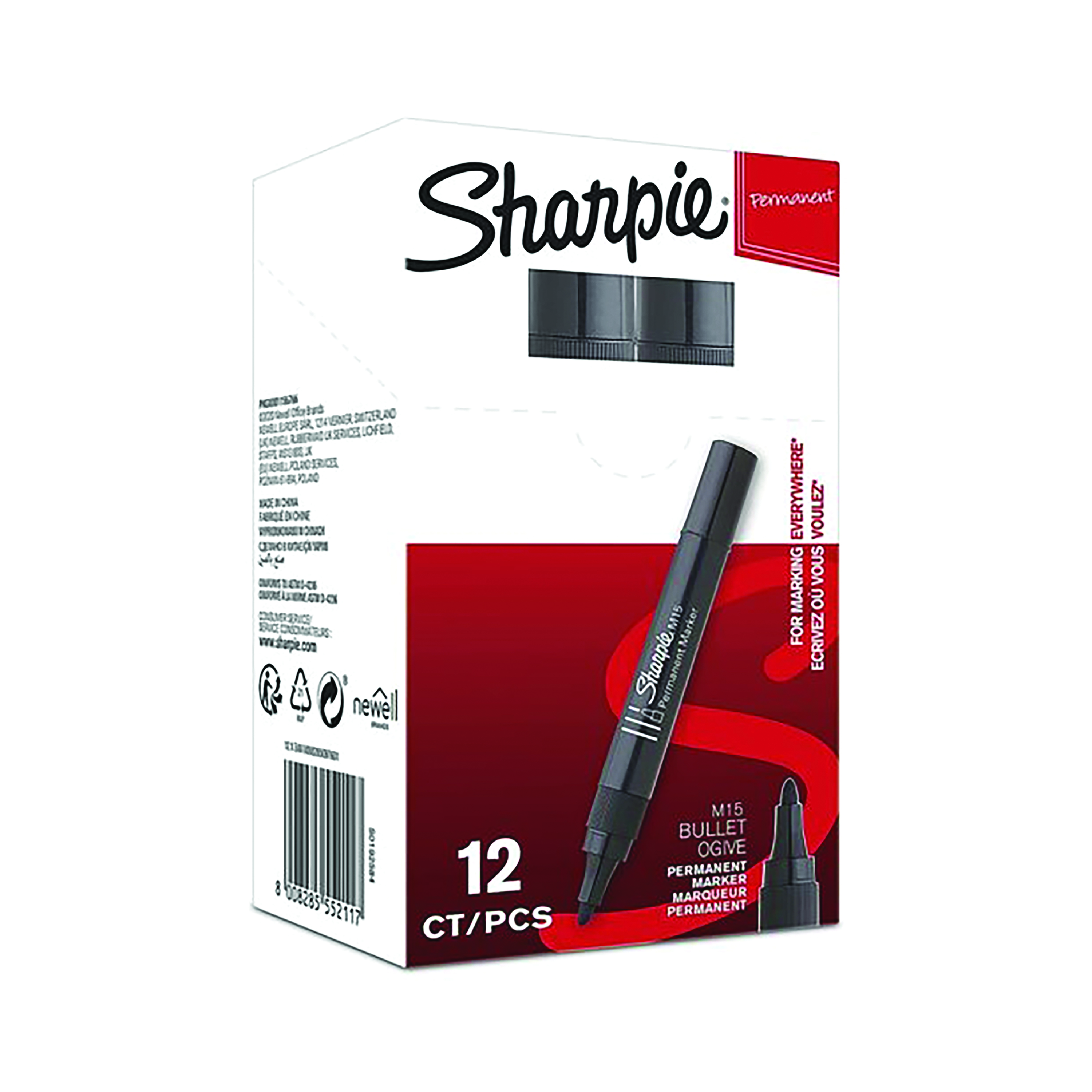 Sharpie+M15+Permanent+Marker+Bullet+Tip+Black+%28Pack+of+12%29+S0192582