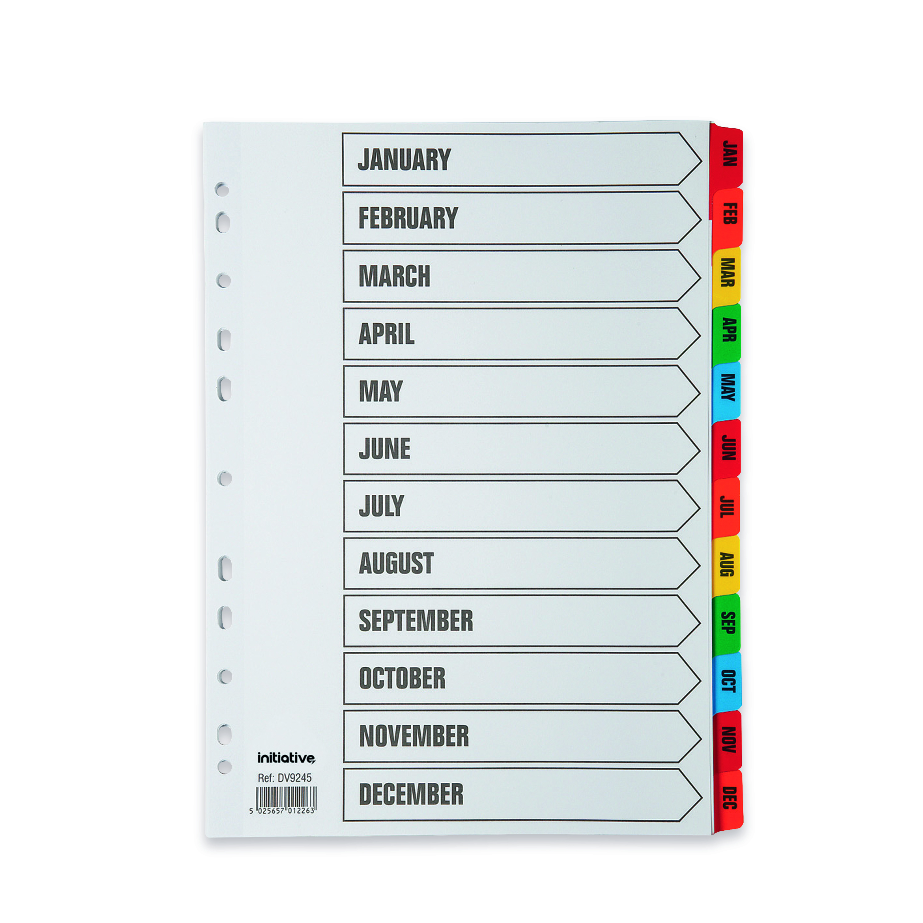 Initiative+White+Board+A4+160gsm+Divider+Jan-Dec+Coloured+Mylar+Tab