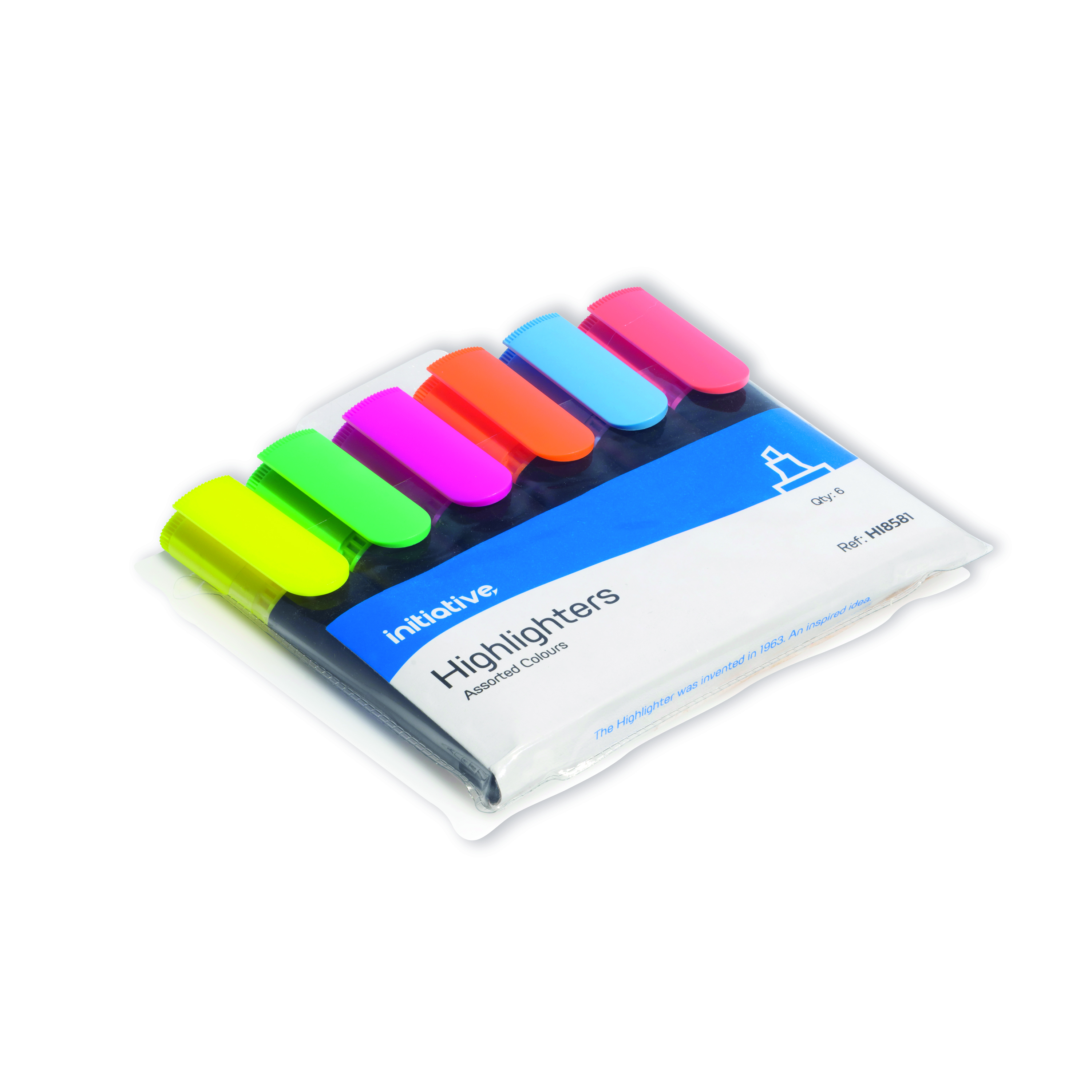 Initiative+Water+Based+Highlighters+Wedge+Shaped+Tip+Assorted+Wallet+6+%286+Pack%29