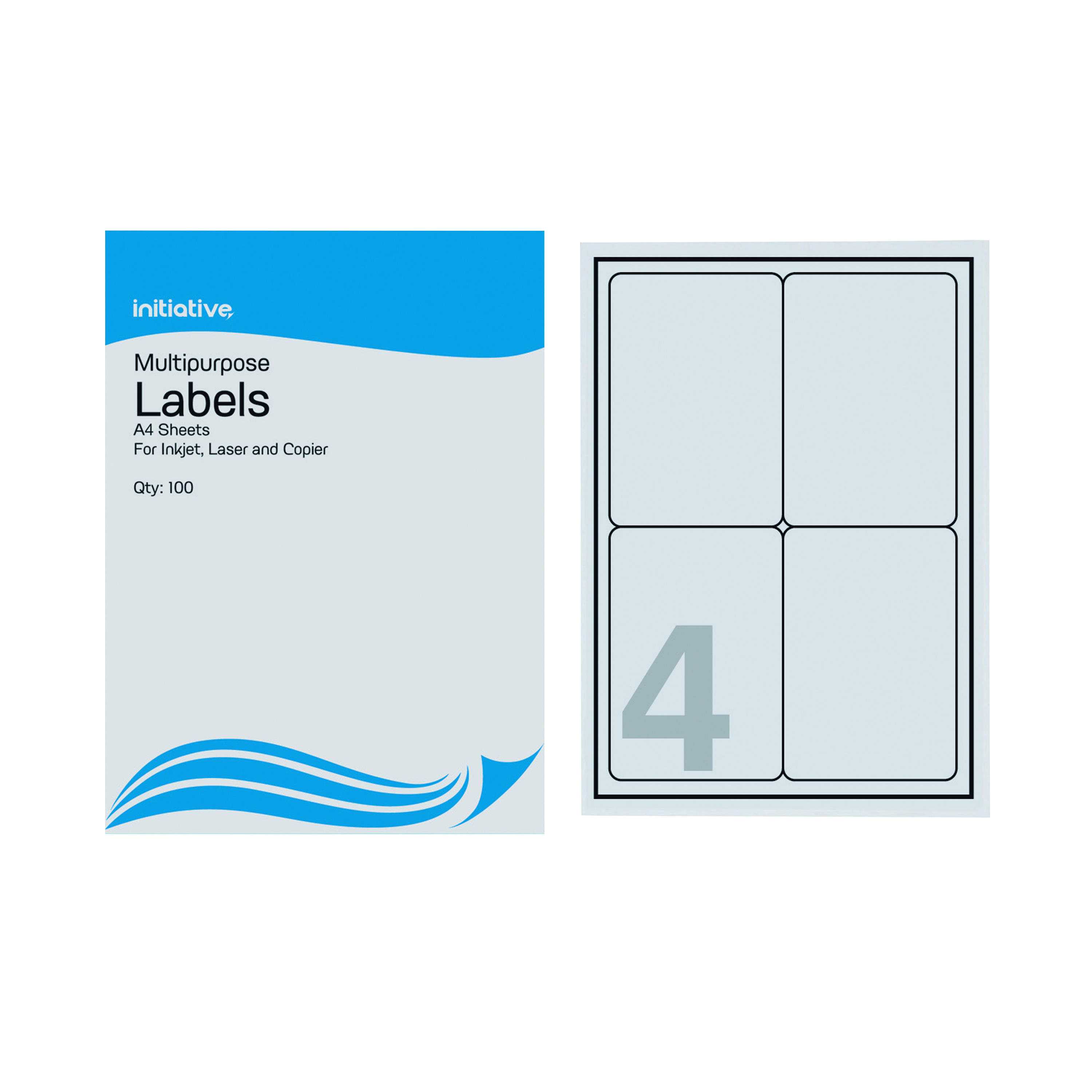 Initiative+Multipurpose+Labels+99.1x139mm+4+Labels+Per+Sheet+%28100+Pack%29