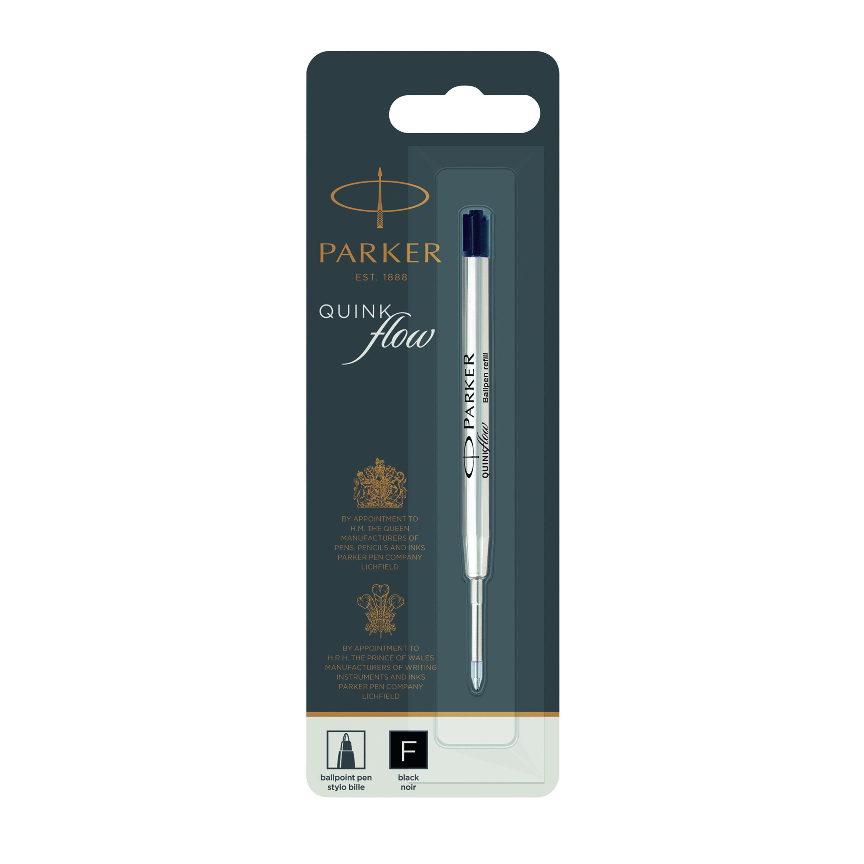 Parker+Quink+Ballpoint+Pen+Refill+Fine+Black+Blister+%28Pack+of+12%29+1950367