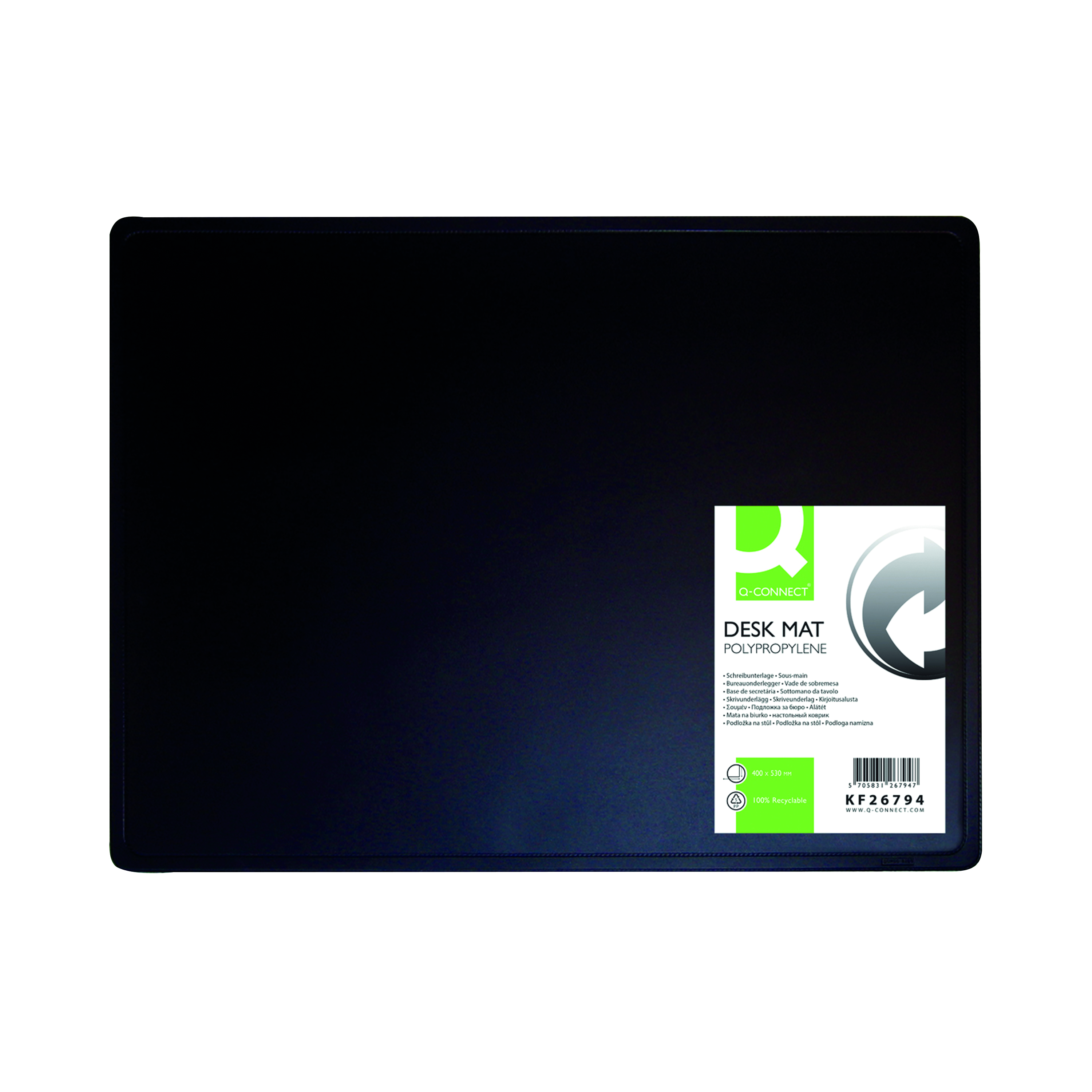 Q-Connect+PP+Desk+Mat+with+Non-Slip+Surface+40x53+Black+KF26794