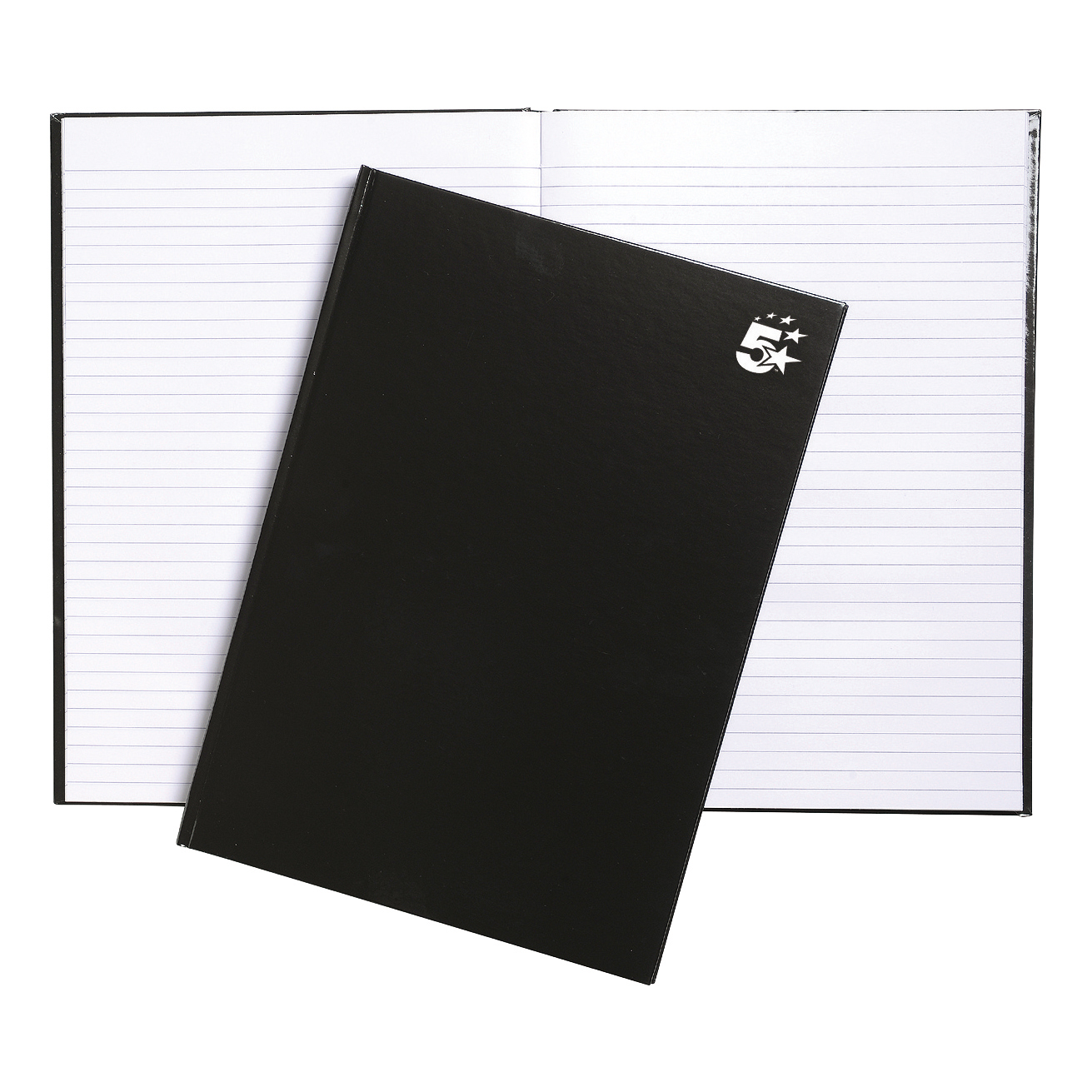 5+Star+Office+Notebook+Casebound+75gsm+Ruled+160pp+A4+Black+%28Pack+of+5%29