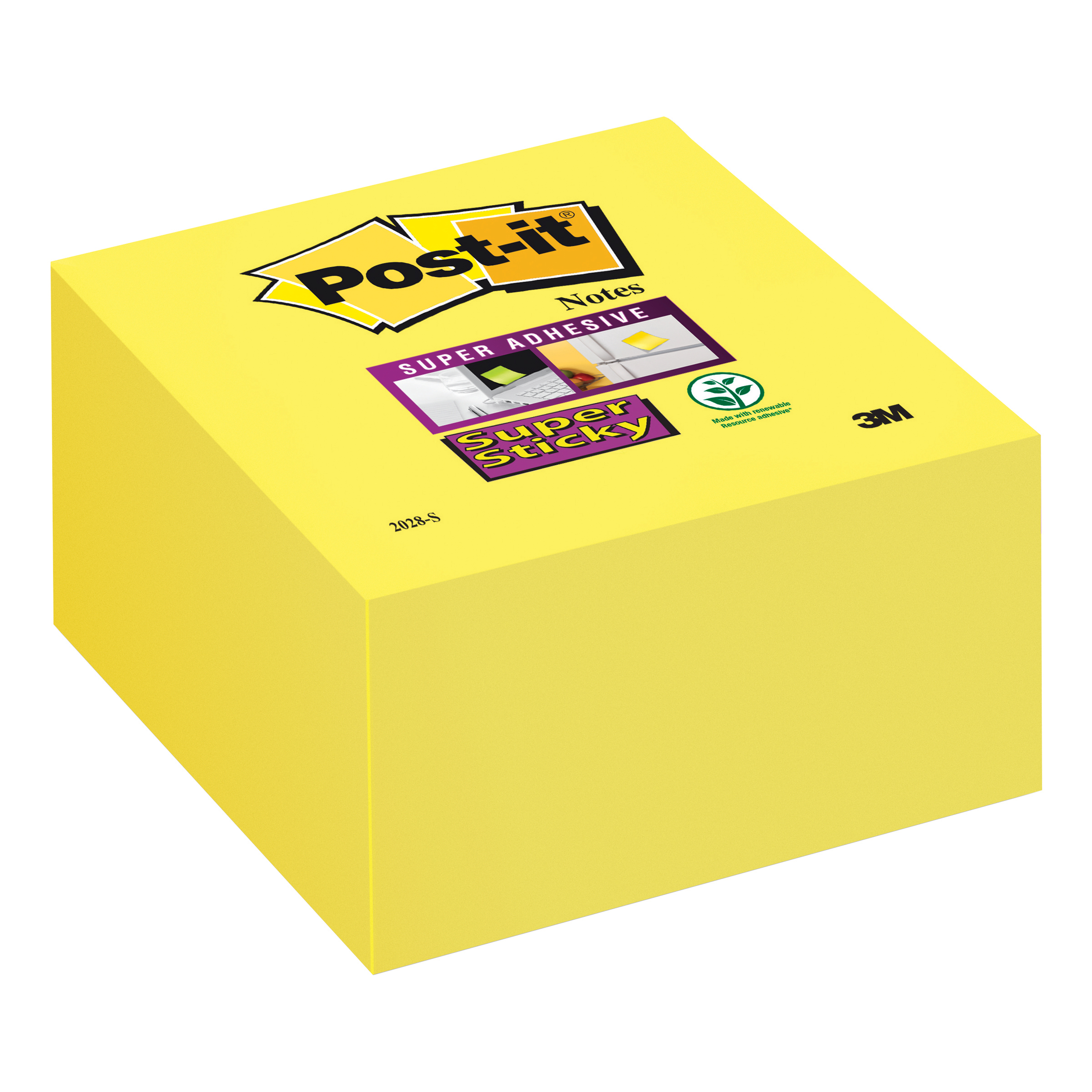 Post-it+Super+Sticky+Note+Cube+Pad+of+350+Sheets+76x76mm+Yellow+Ref+2028S
