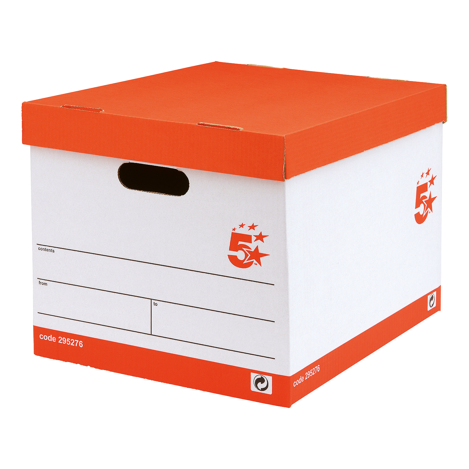 5+Star+Office+FSC+Storage+Box+with+Lid+Self-assembly+W321xD392xH291mm+Red+%26+White+%5BPack+10%5D%40FB-9