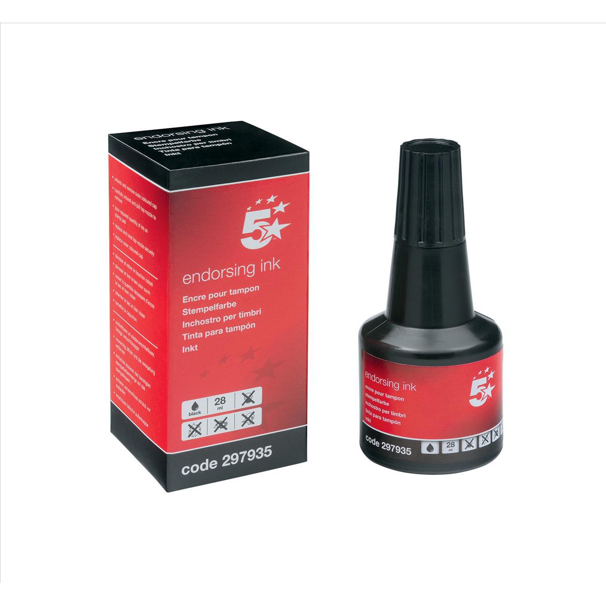 5+Star+Office+Endorsing+Ink+28ml+Black+%40DS-15