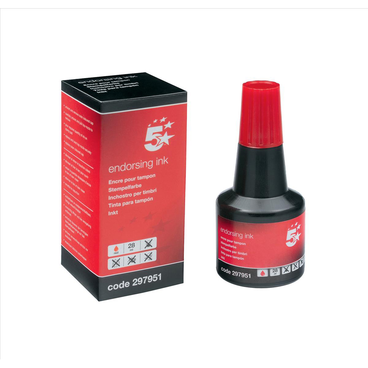 5+Star+Office+Endorsing+Ink+28ml+Red%40DS-32