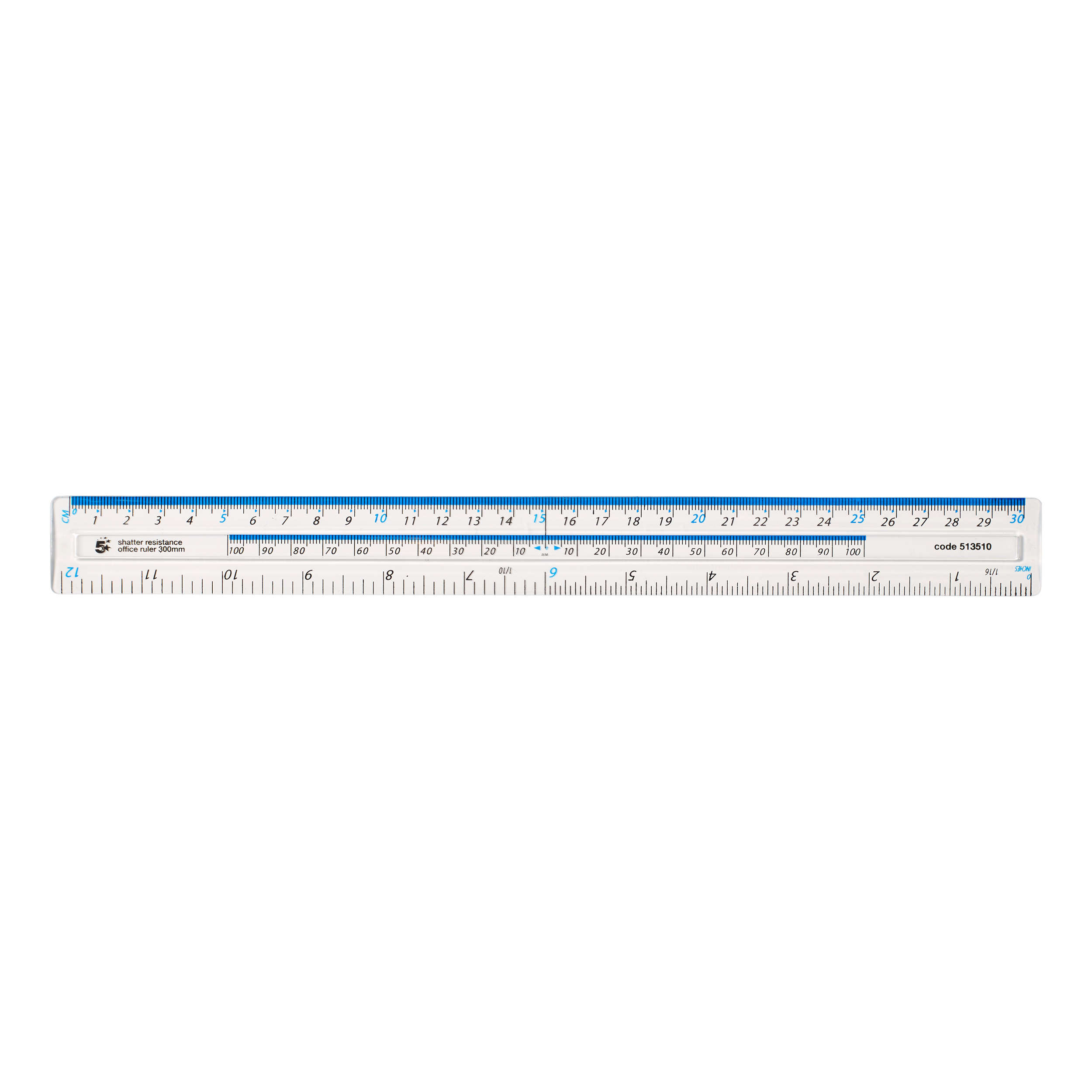 5+Star+Office+Ruler+Plastic+Shatter-resistant+Metric+and+Imperial+Markings+300mm+Clear%40