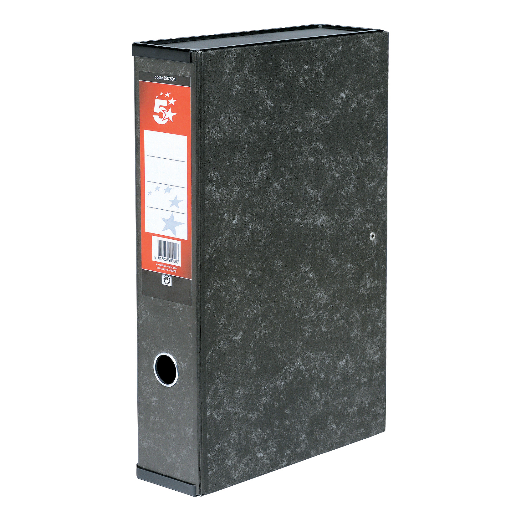 5+Star+Office+Box+File+75mm+Spine+Lock+Spring+Foolscap+Marbled+%5BPack+10%5D+