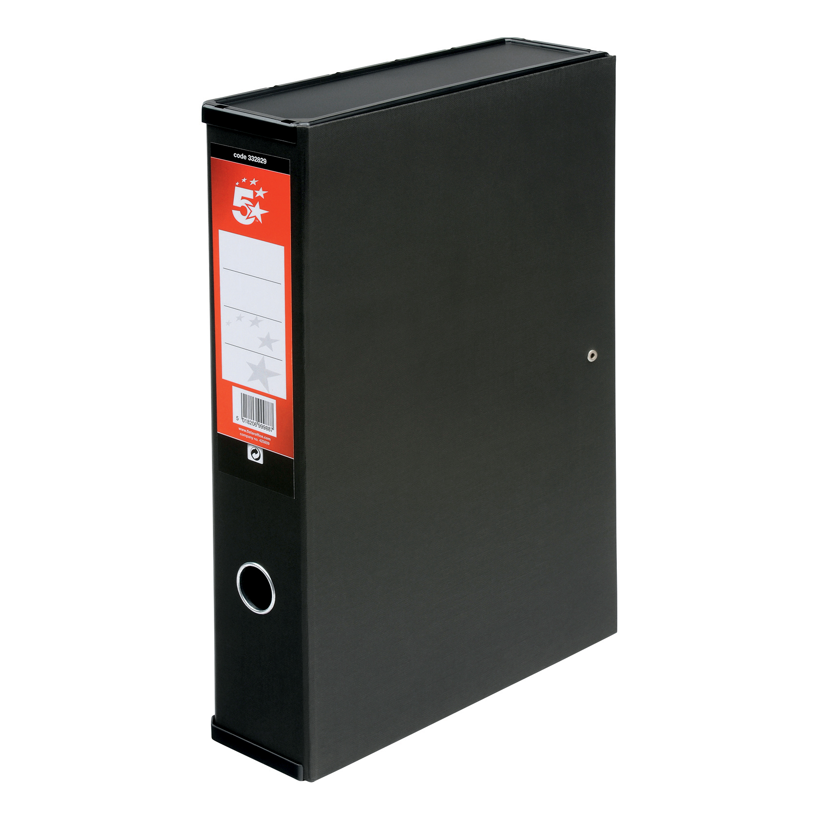 5+Star+Office+Box+File+75mm+Spine+Lock+Spring+Foolscap+Black+%5BPack+5%5D+%40BF-9