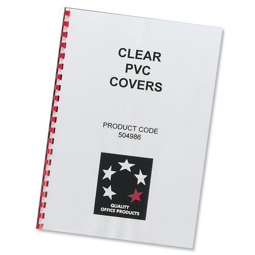 5+Star+Office+Comb+Binding+Covers+PVC+150+micron+A4+Clear+%5BPack+100%5D+%40AD-5