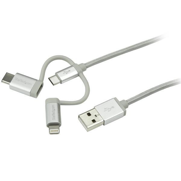 1m Lightning USB-C Micro-B to USB Cable