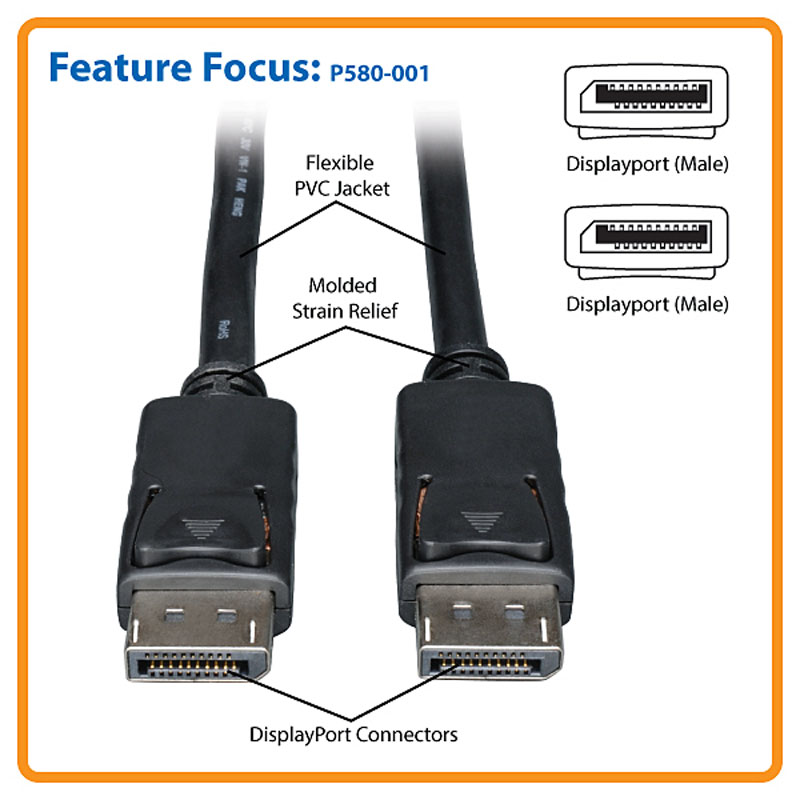 DisplayPort Cable 4K x 2K A/V M/M 0.31 m