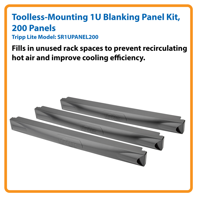 1U Blanking Panel Kit Toolless 200 pcs