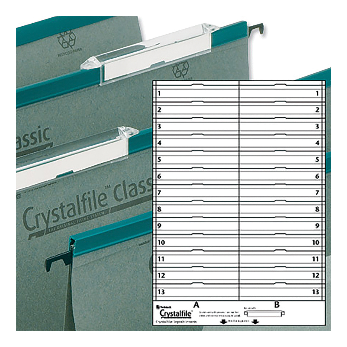 Rexel Crystalfile Classic Linking Suspension File Card Tab Inserts