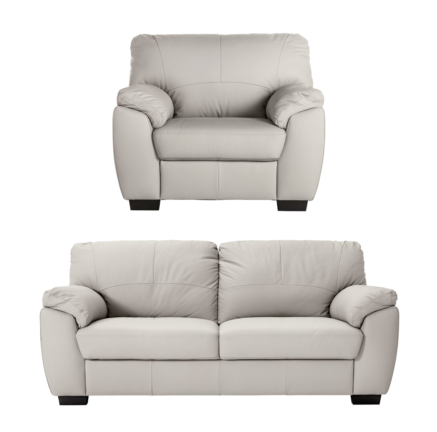 Argos Home Milano Leather Chair & 3 Seater Sofa - Light Grey