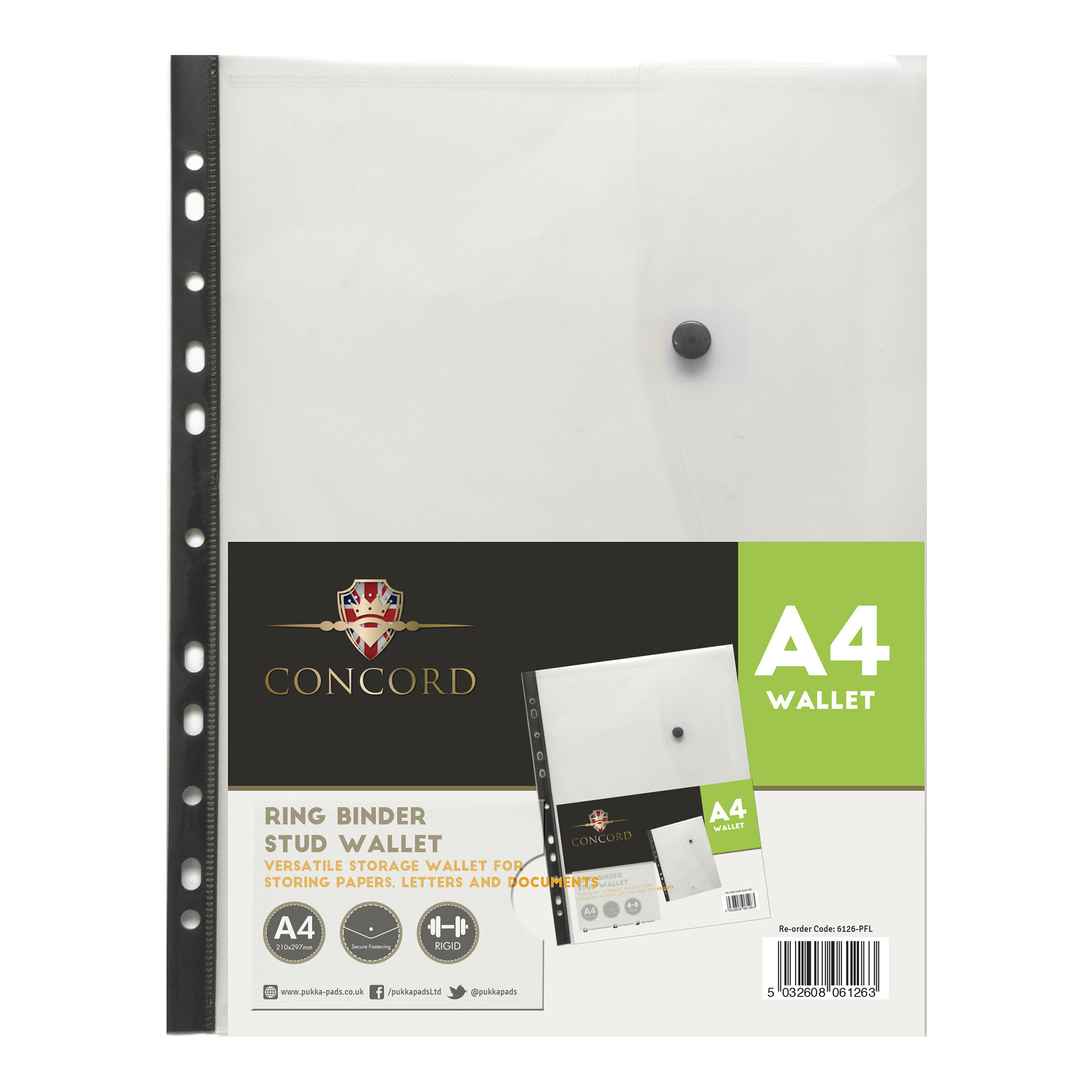 Concord Ring Binder Stud Wallet Polypropylene with Card Pocket 180